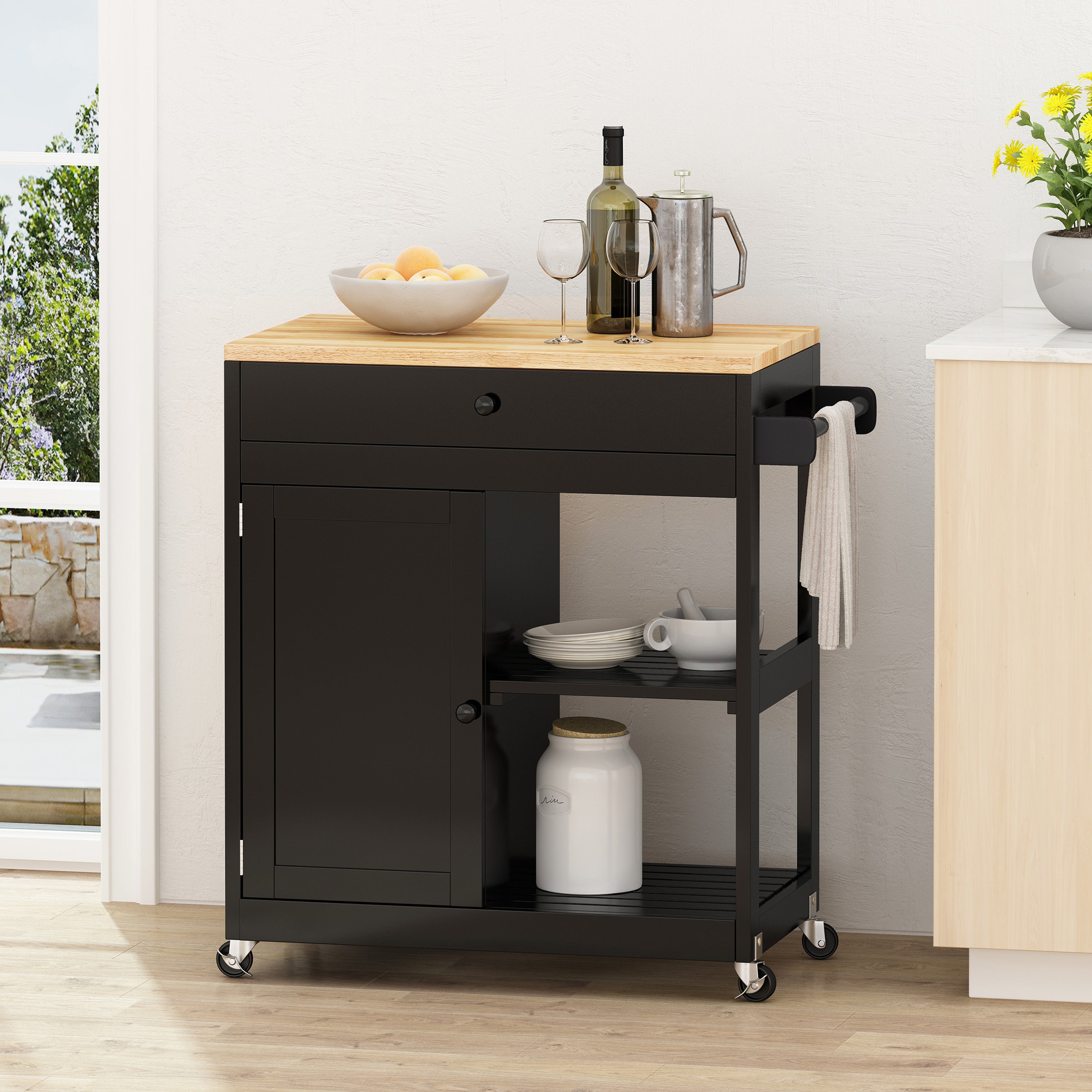 Rolling Kitchen Cart: Storage & Prep Station on Wheels