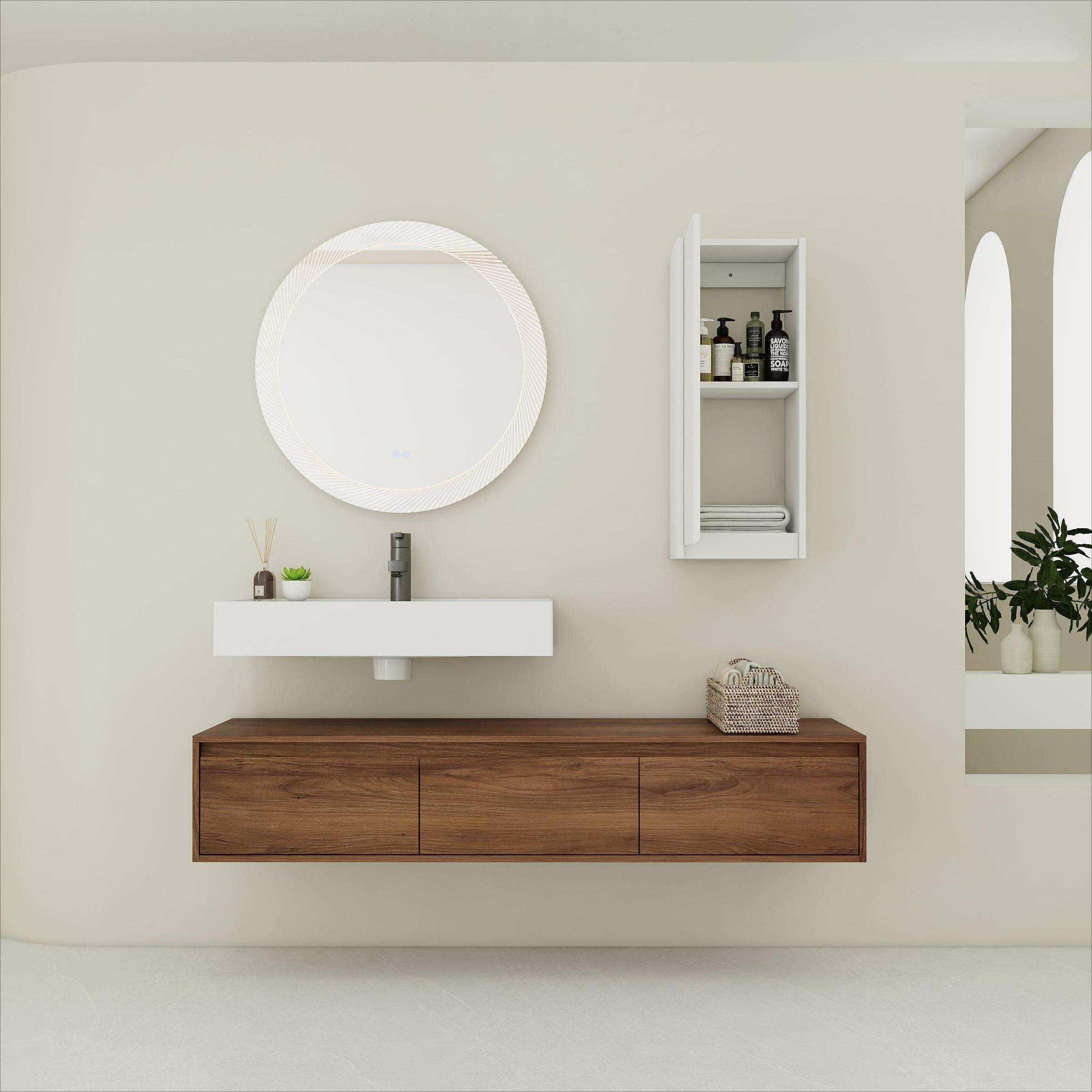 60" Wall-Mounted Bathroom Vanity with Sink & Cabinet