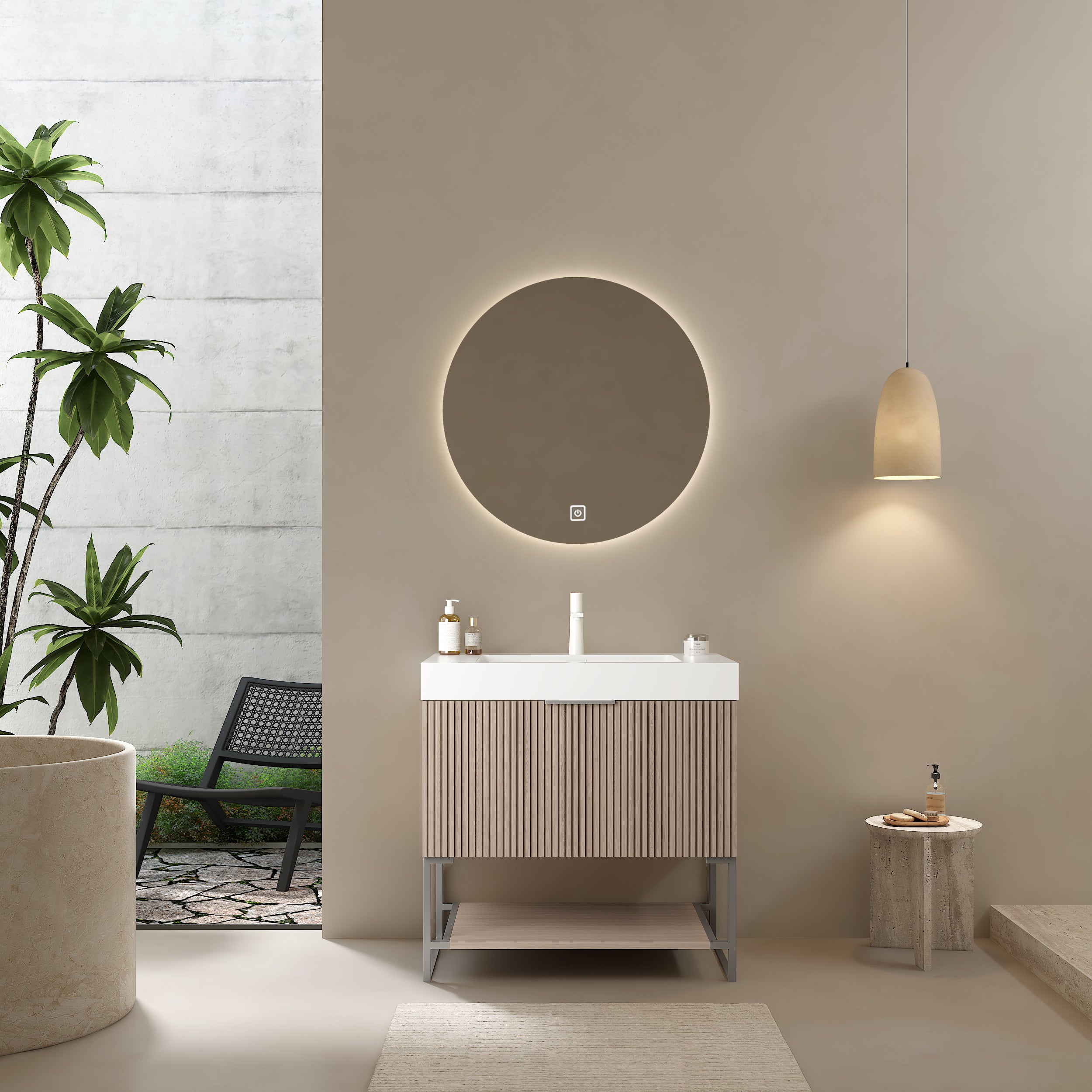 YOLAN 30" White Bathroom Vanity with Sink