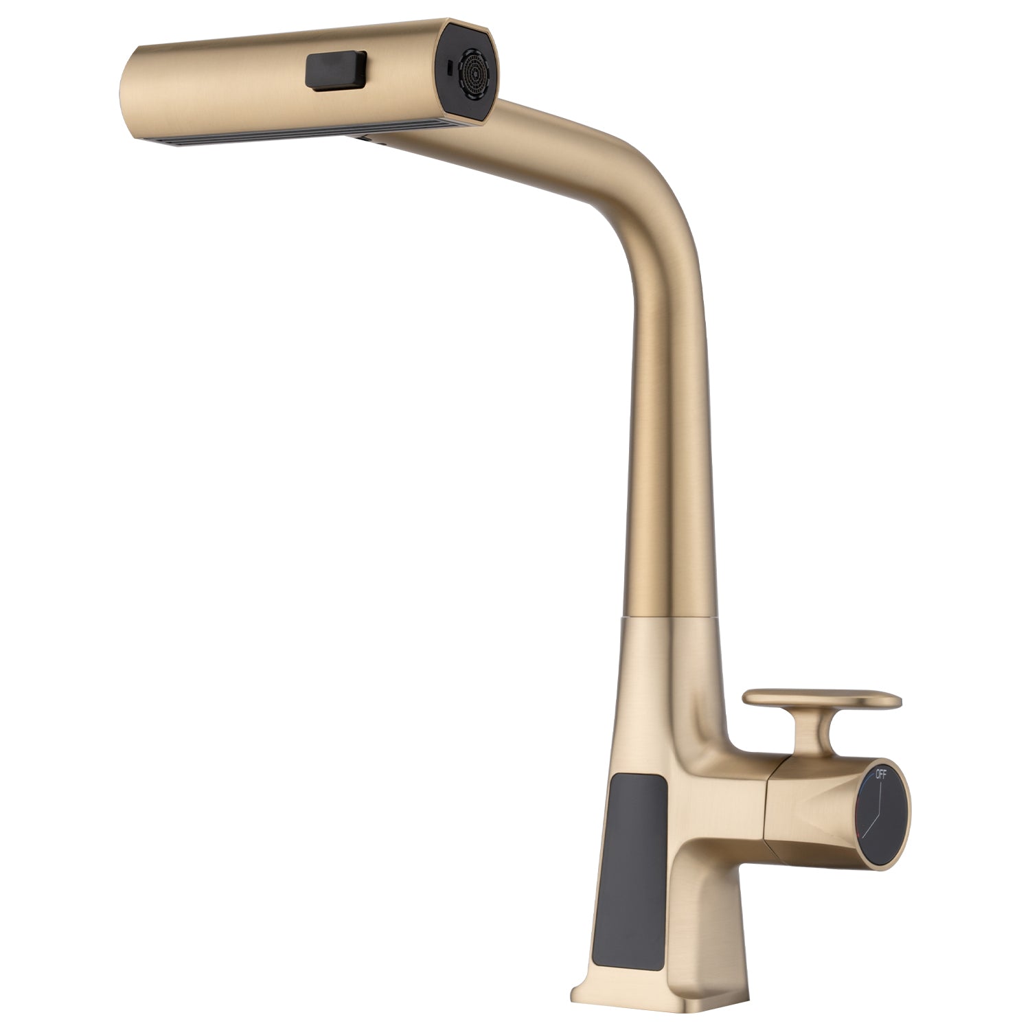 Gold Waterfall Kitchen Faucet with Temp Display