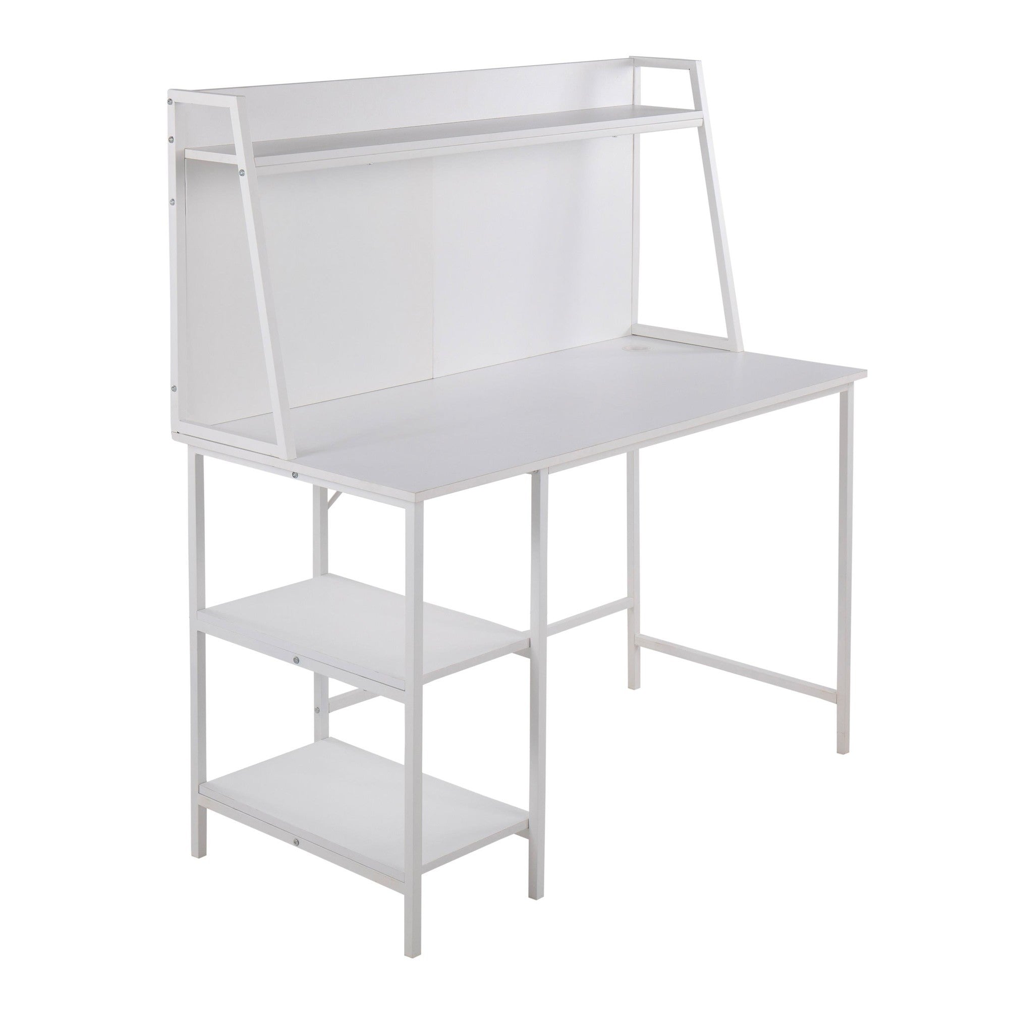 LumiSource Geo Desk, White Steel & Wood