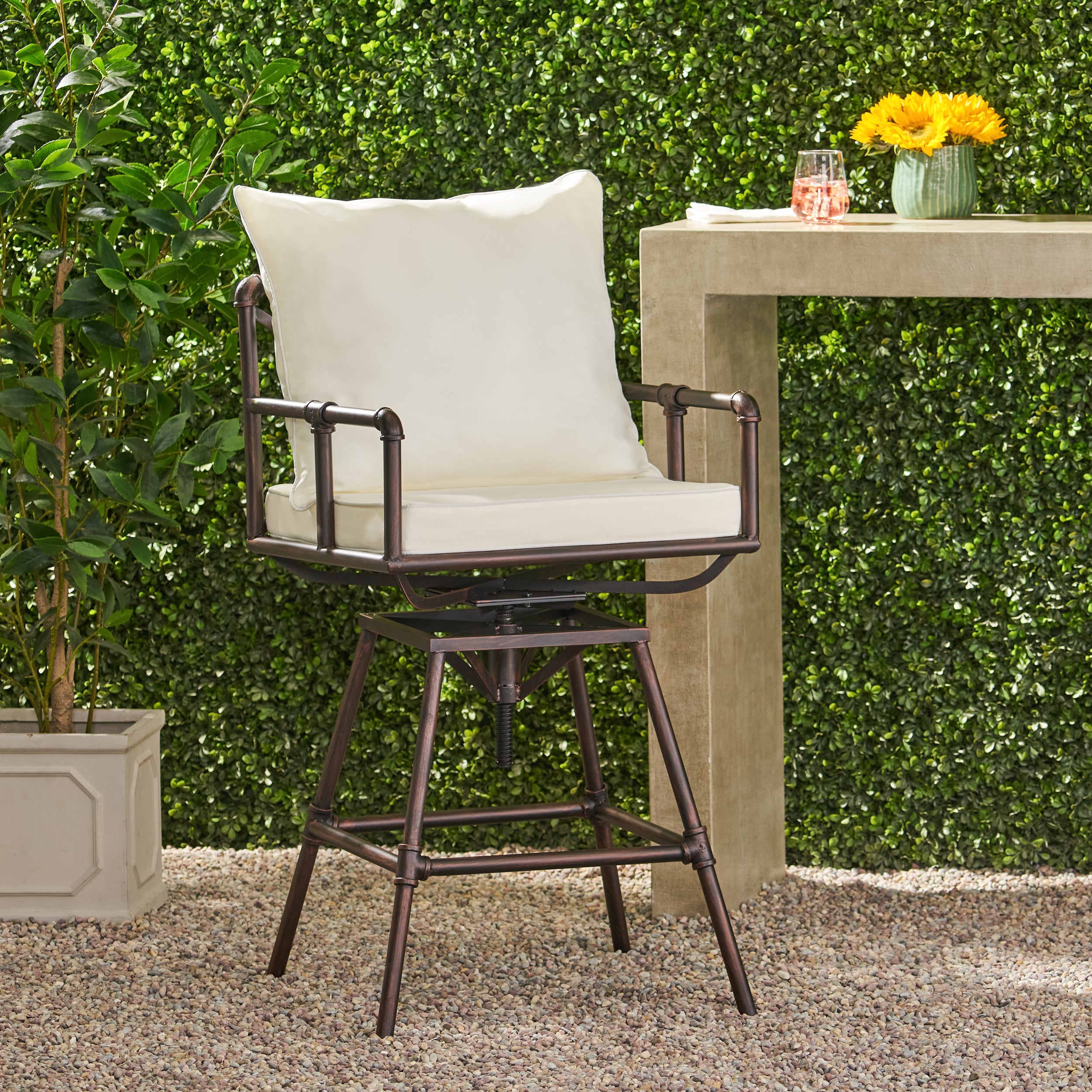 Adjustable Patio Bar Stools with Cushions