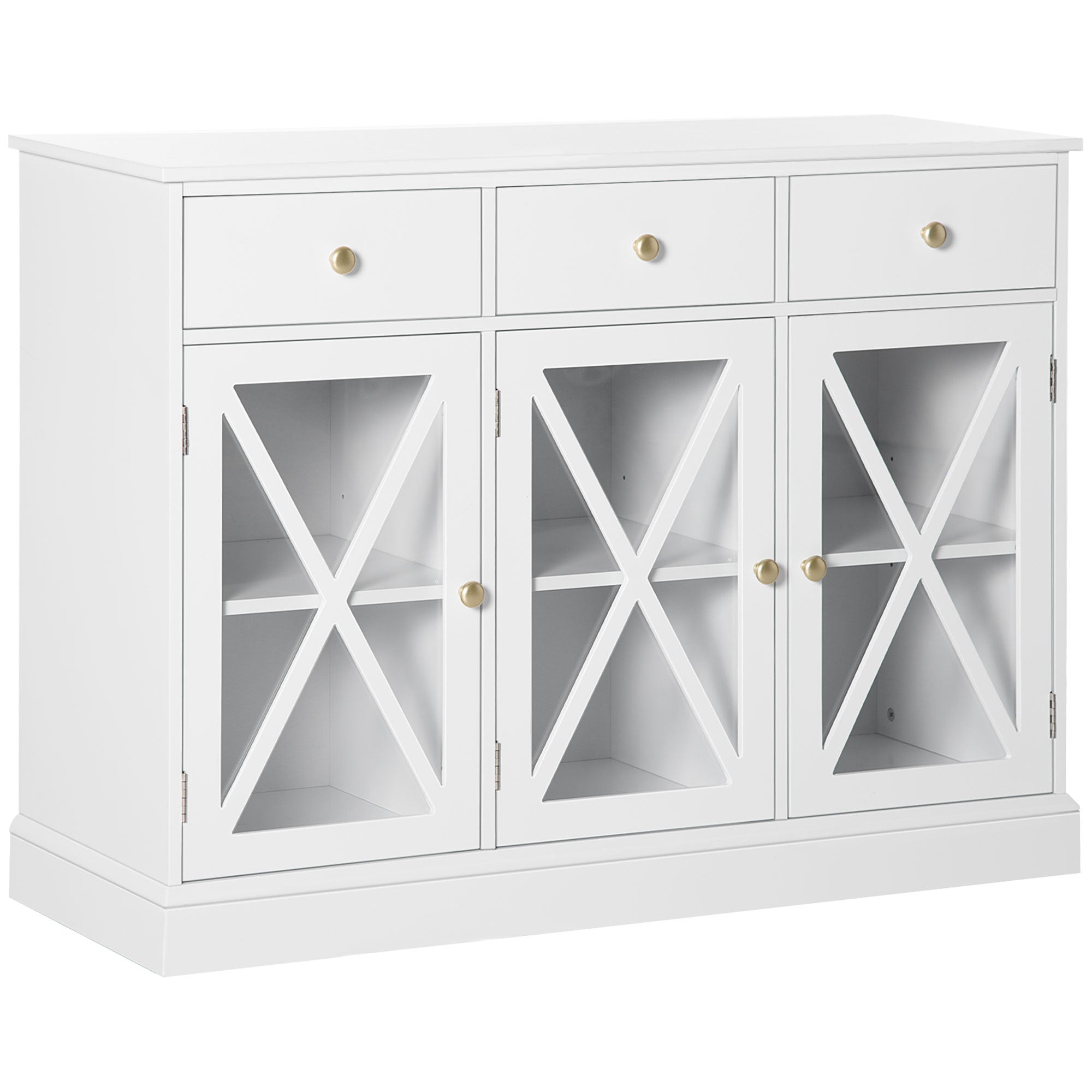 45" Farmhouse Sideboard Buffet Cabinet, White