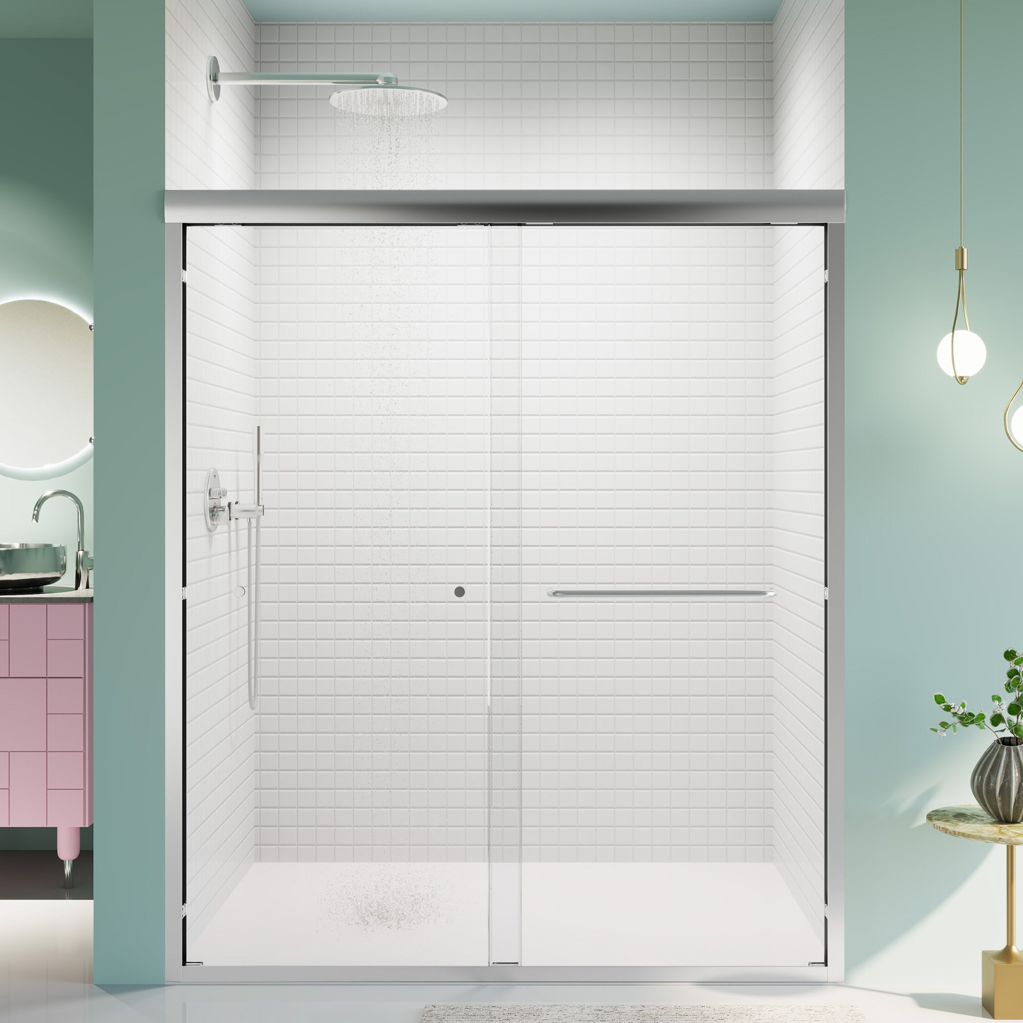 56-60"W x 70"H Frameless Sliding Shower Door