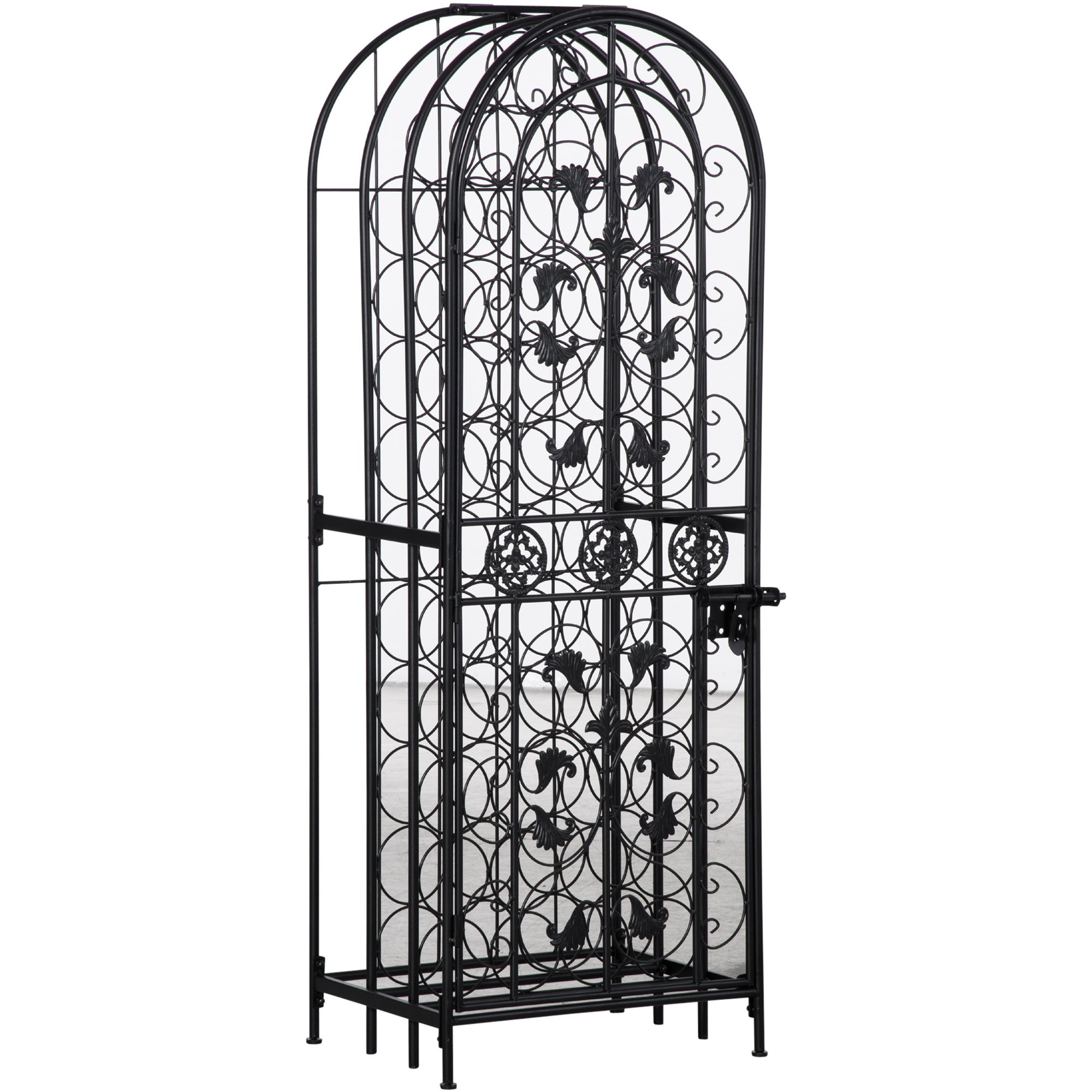 45-Bottle Wine Rack with Lock - Black