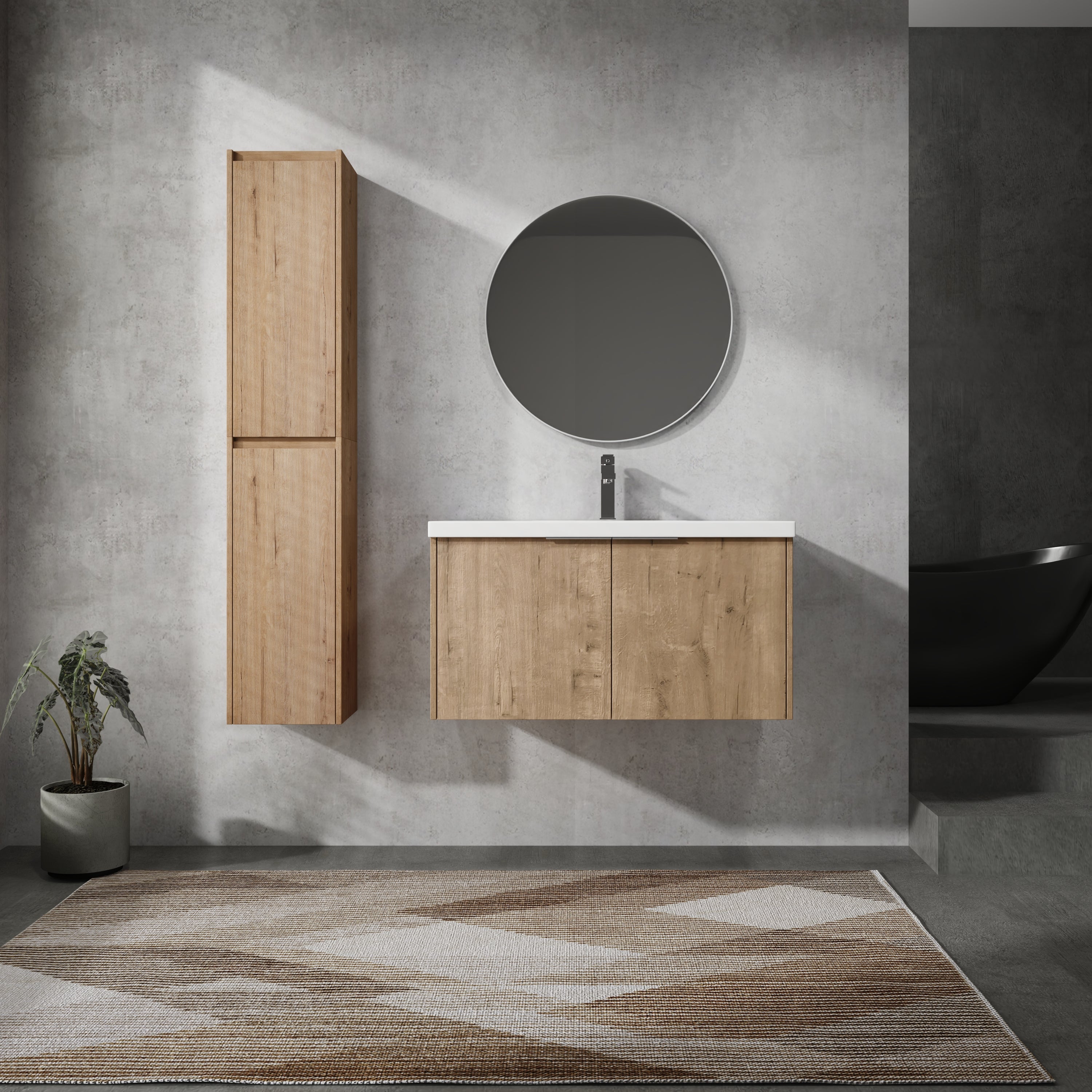 36" Wall-Mounted Bathroom Vanity with Sink