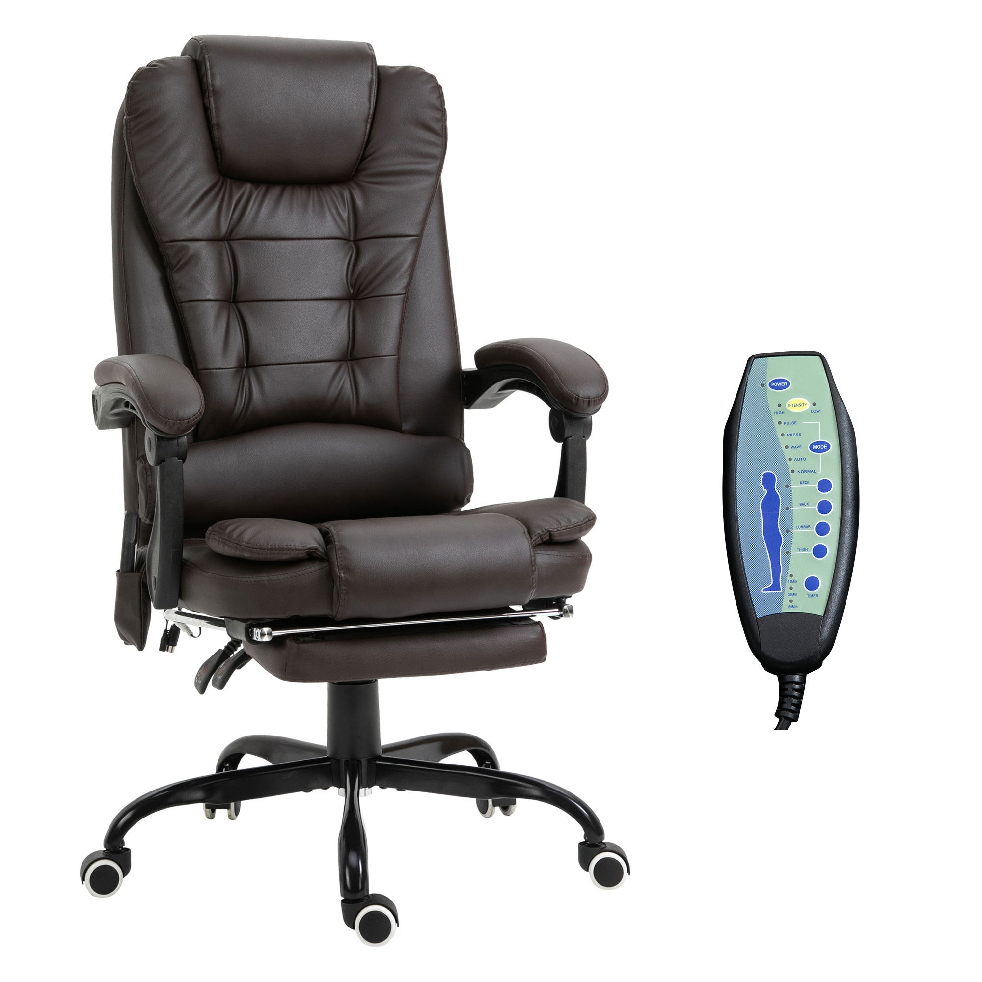 Vibrating Massage Office Chair, Reclining, Brown