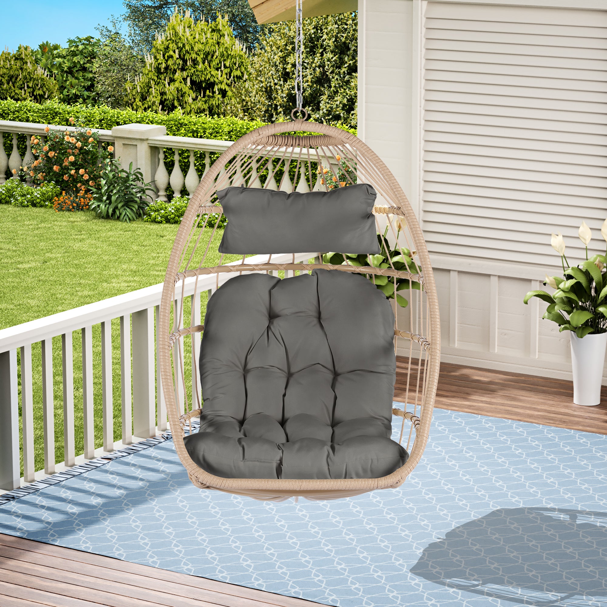 Rattan Egg Chair: Outdoor Hanging Swing Chair