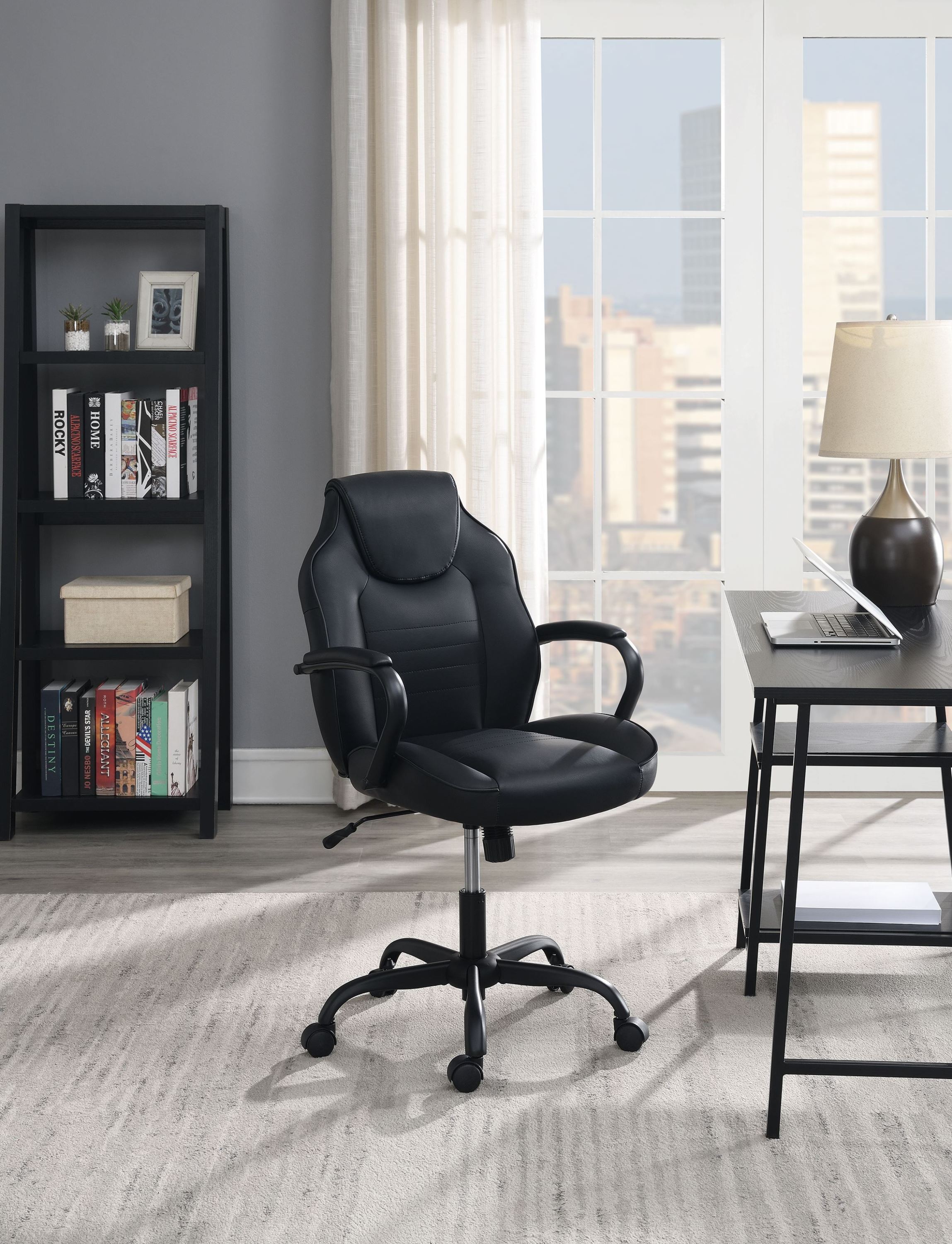 Black Faux Leather Office Chair | Ergonomic & Adjustable