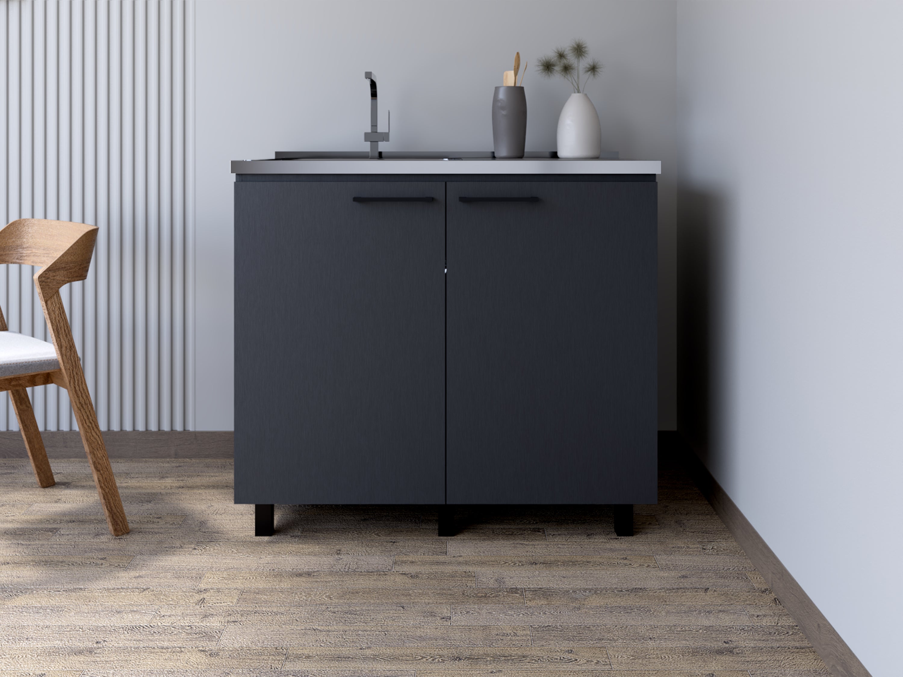 Black Utility Sink Cabinet: Burwood Kitchen