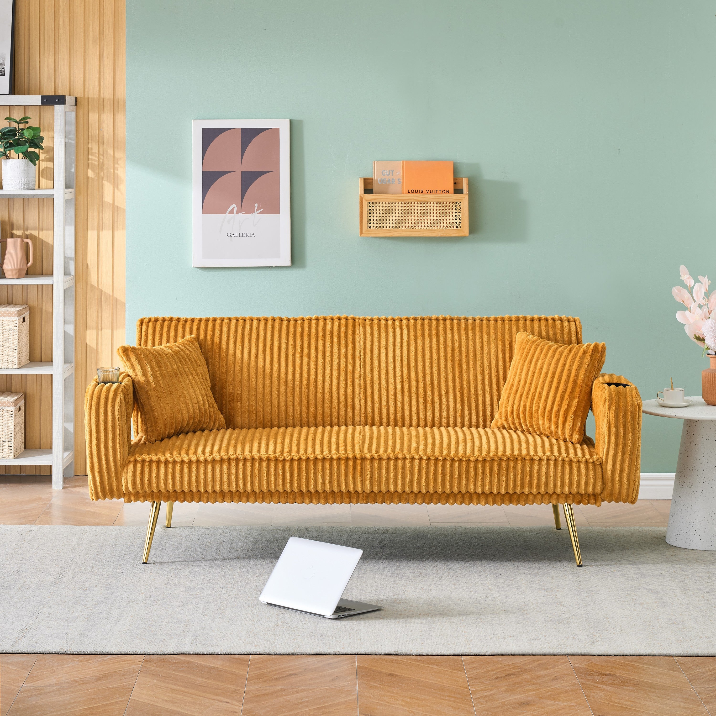White Corduroy Sofa: Minimalist Living Room Style