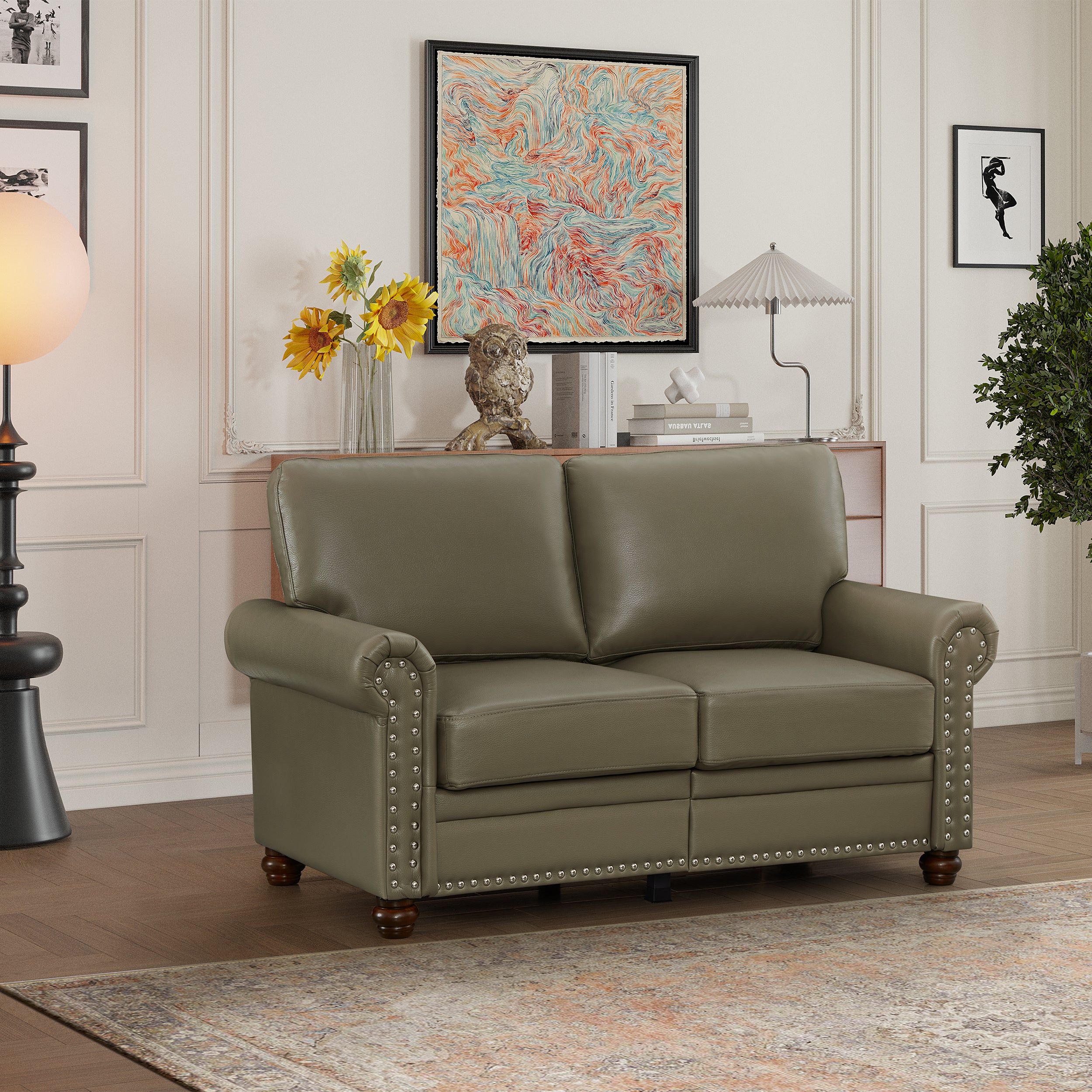 Taupe Faux Leather Sofa, Loveseat & Chair Set