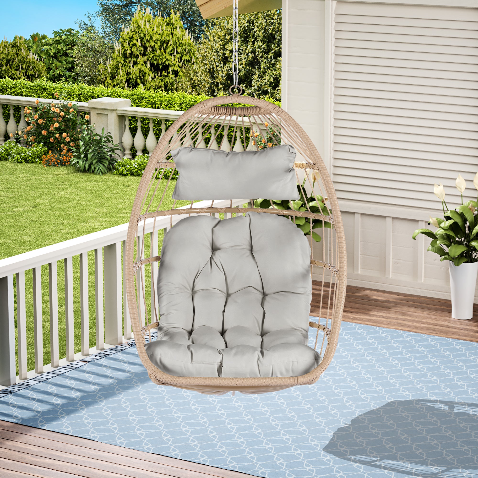 Rattan Egg Chair: Outdoor Hanging Swing Chair