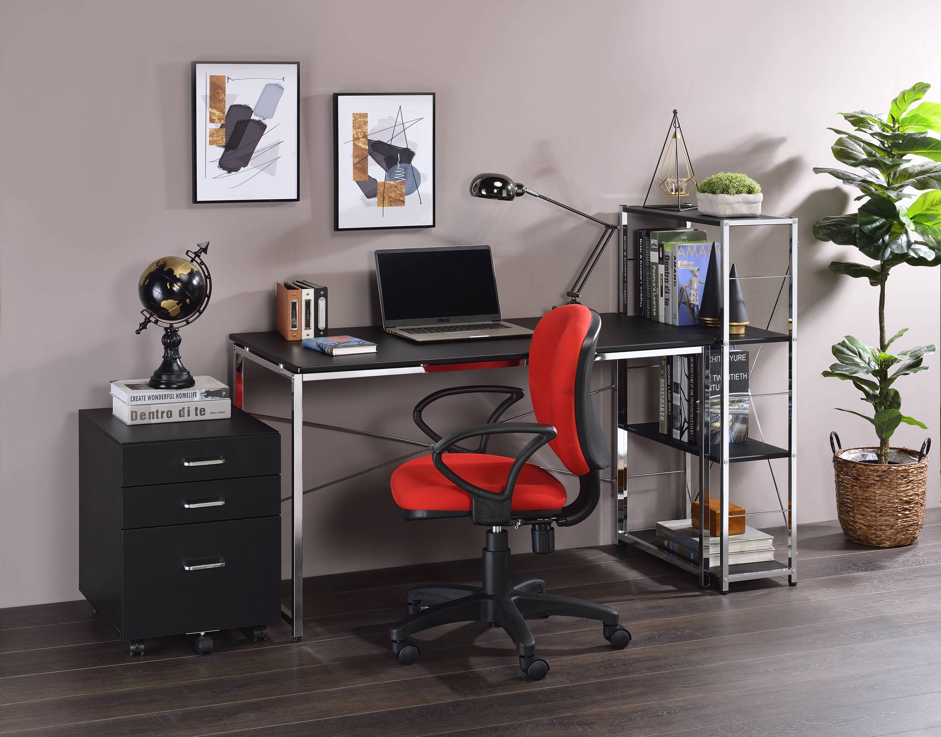 Tennos Black & Chrome Writing Desk | Modern Desk