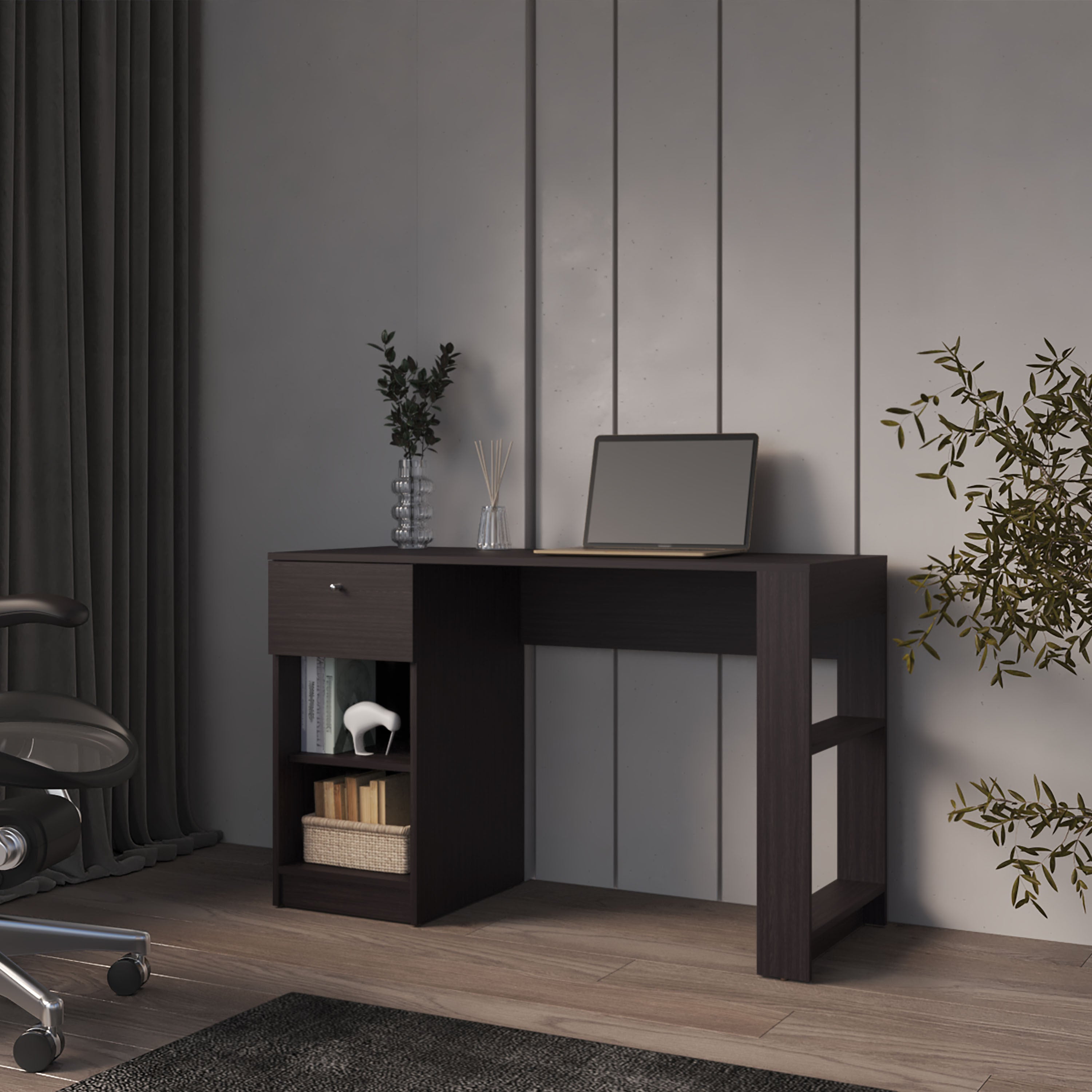 Sun City Wengue Computer Desk with Drawer & Storage