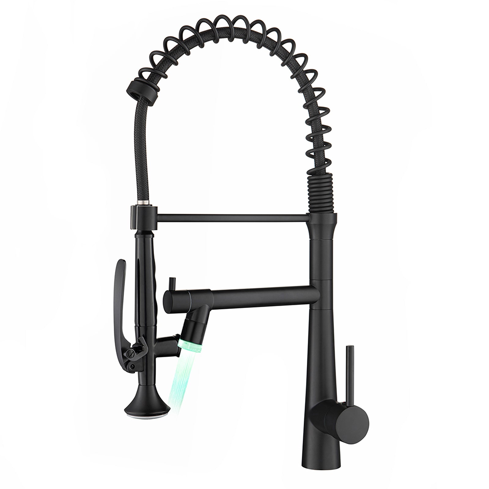 Matte Black Kitchen Faucet: High-Arc Pull-Down Sprayer