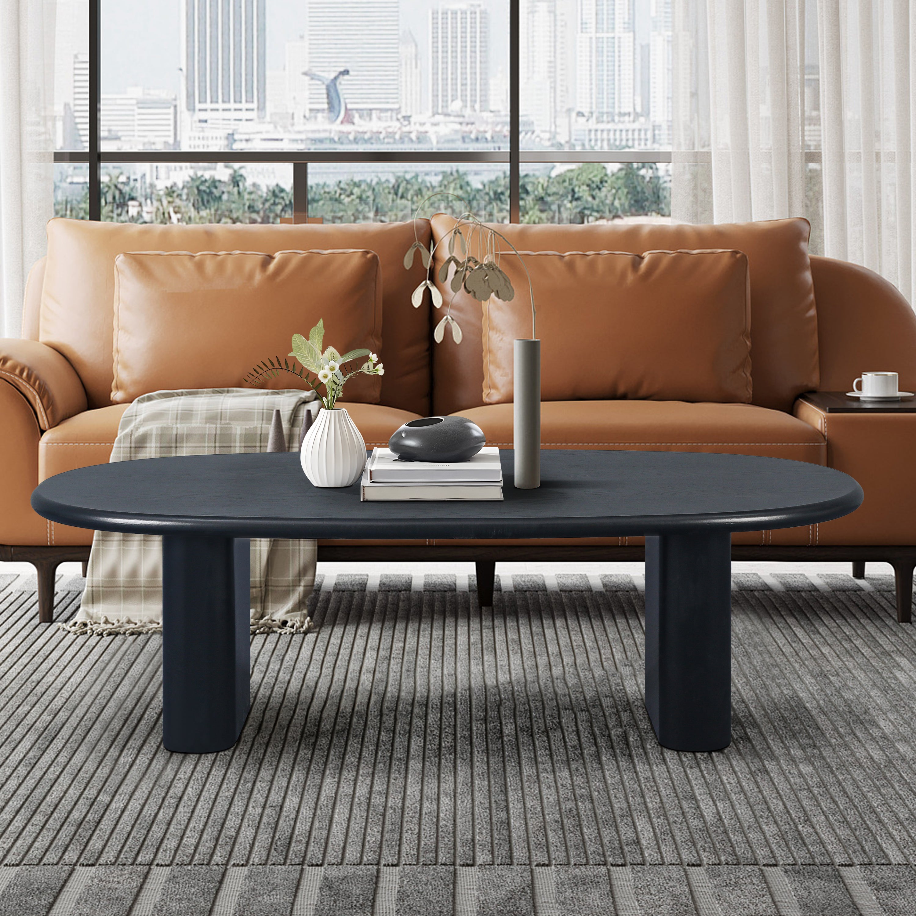 51" Black Tapered Coffee Table | Modern Living Room Furniture