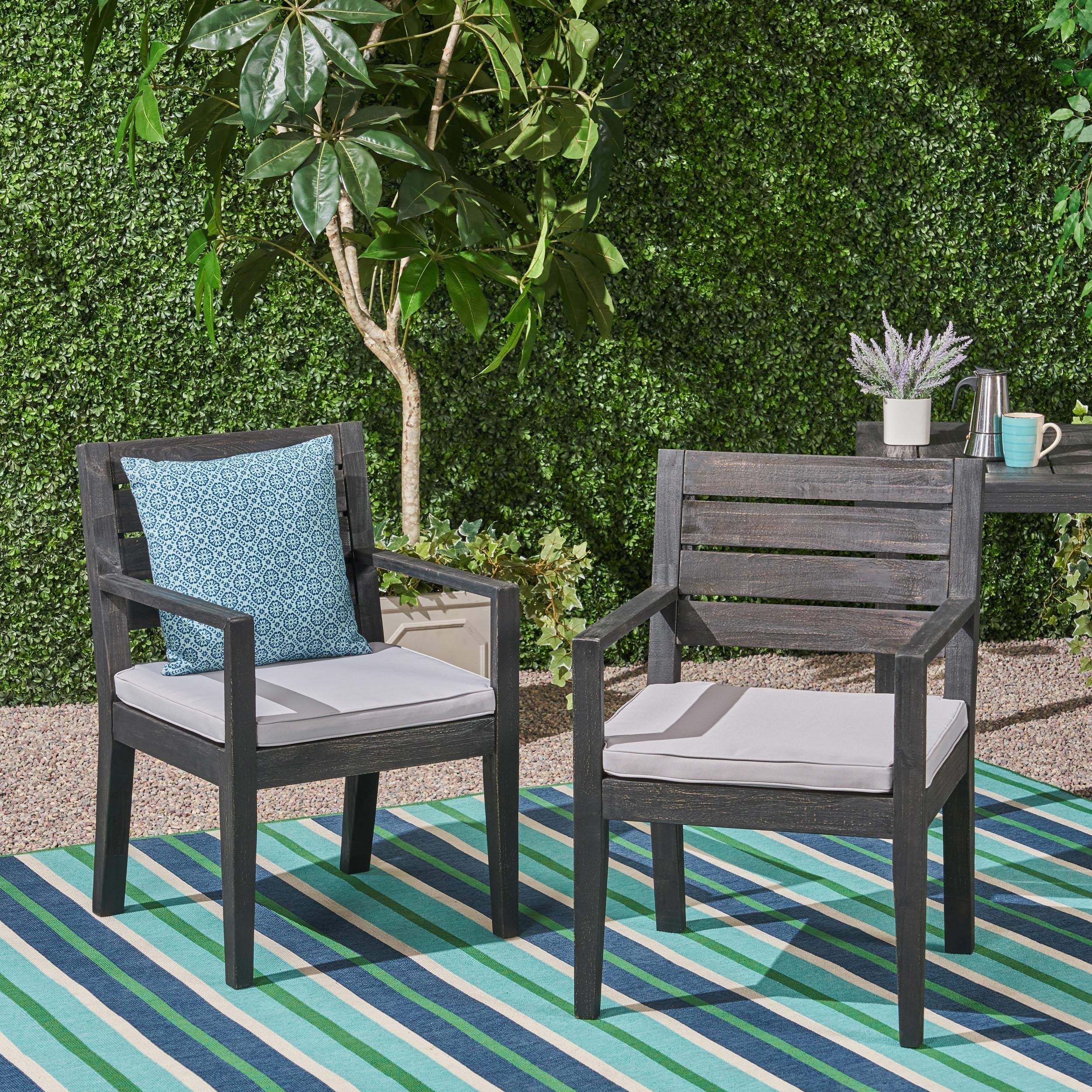 Dark Grey Outdoor Dining Chair Set (2)