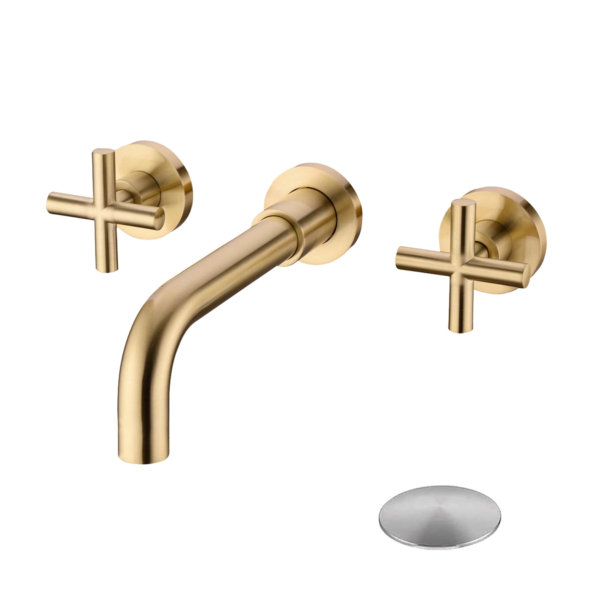 Wall-Mount Bathroom Faucet: Pop-Up Drain, No Overflow