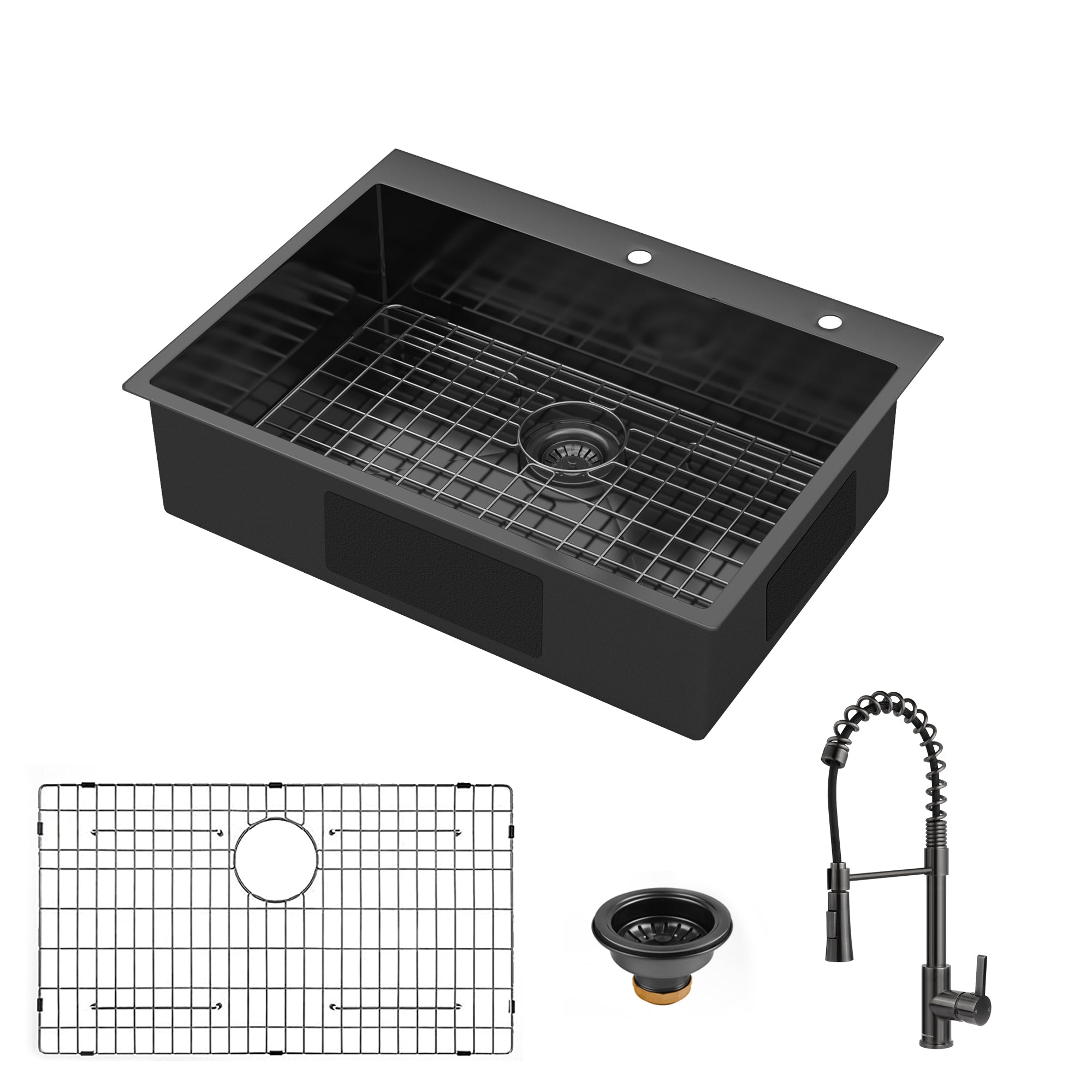 Gunmetal Black Kitchen Sink: 30x22" Stainless Steel