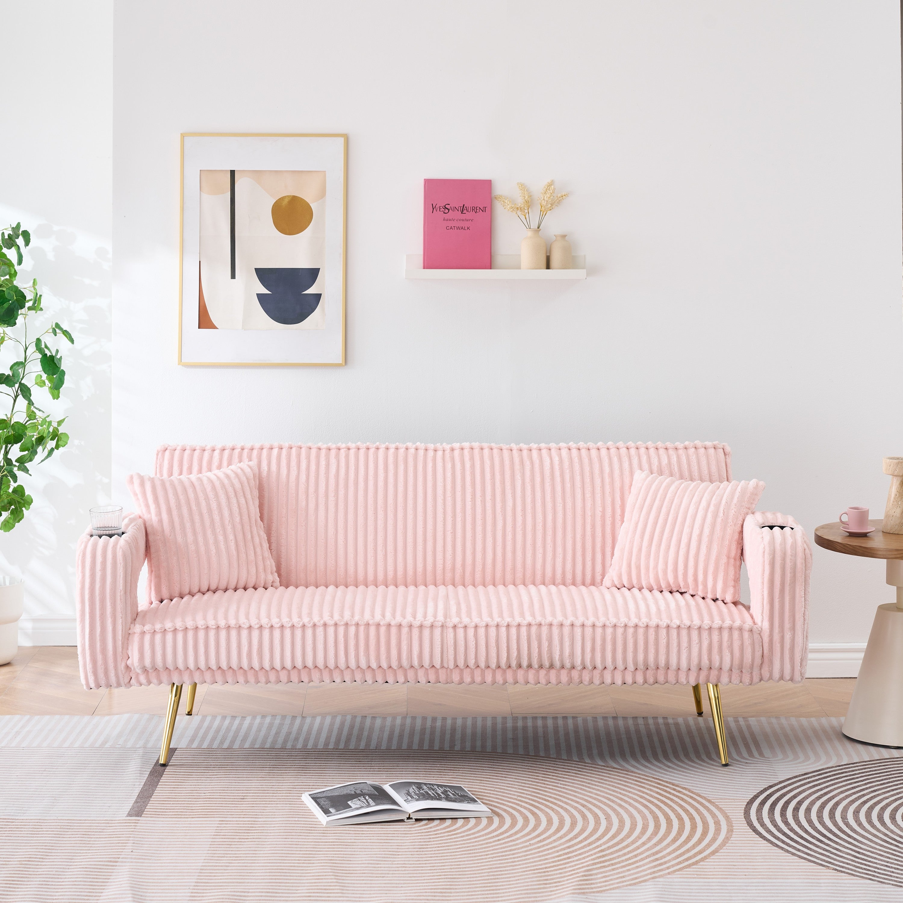 White Corduroy Sofa: Minimalist Living Room Style