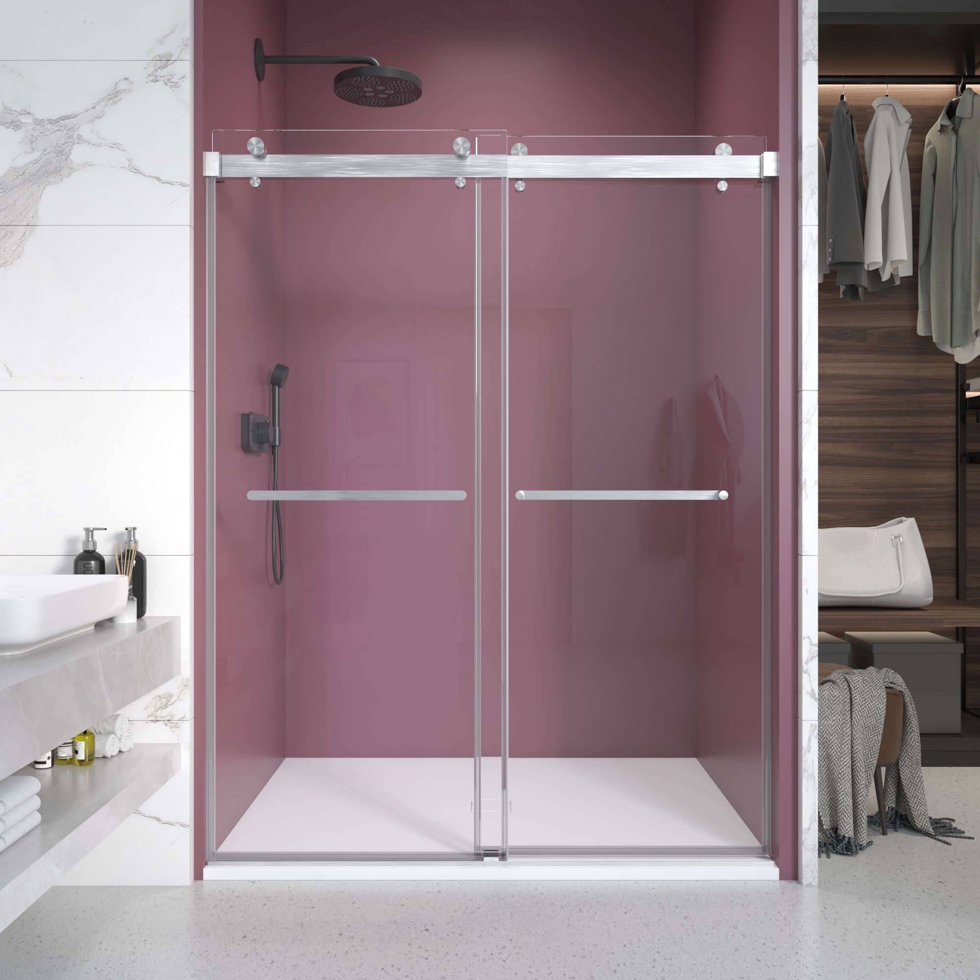 Frameless Shower Door 50-54"W x 76"H, 10mm Glass