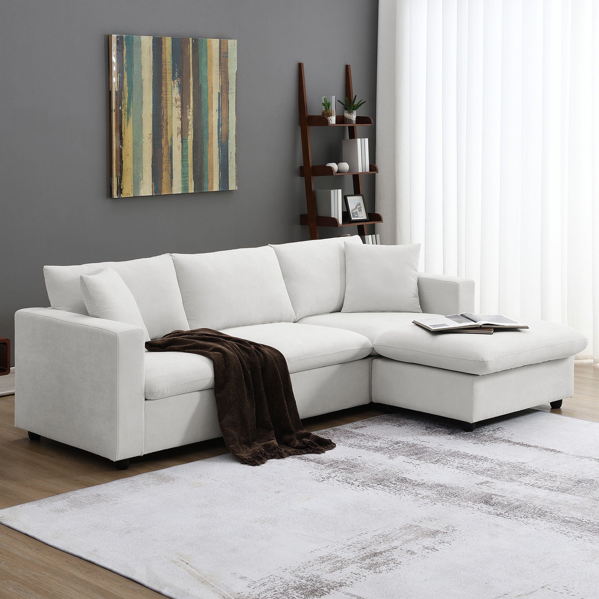 Modern Sectional Sofa: 4-Seat Comfort & Style