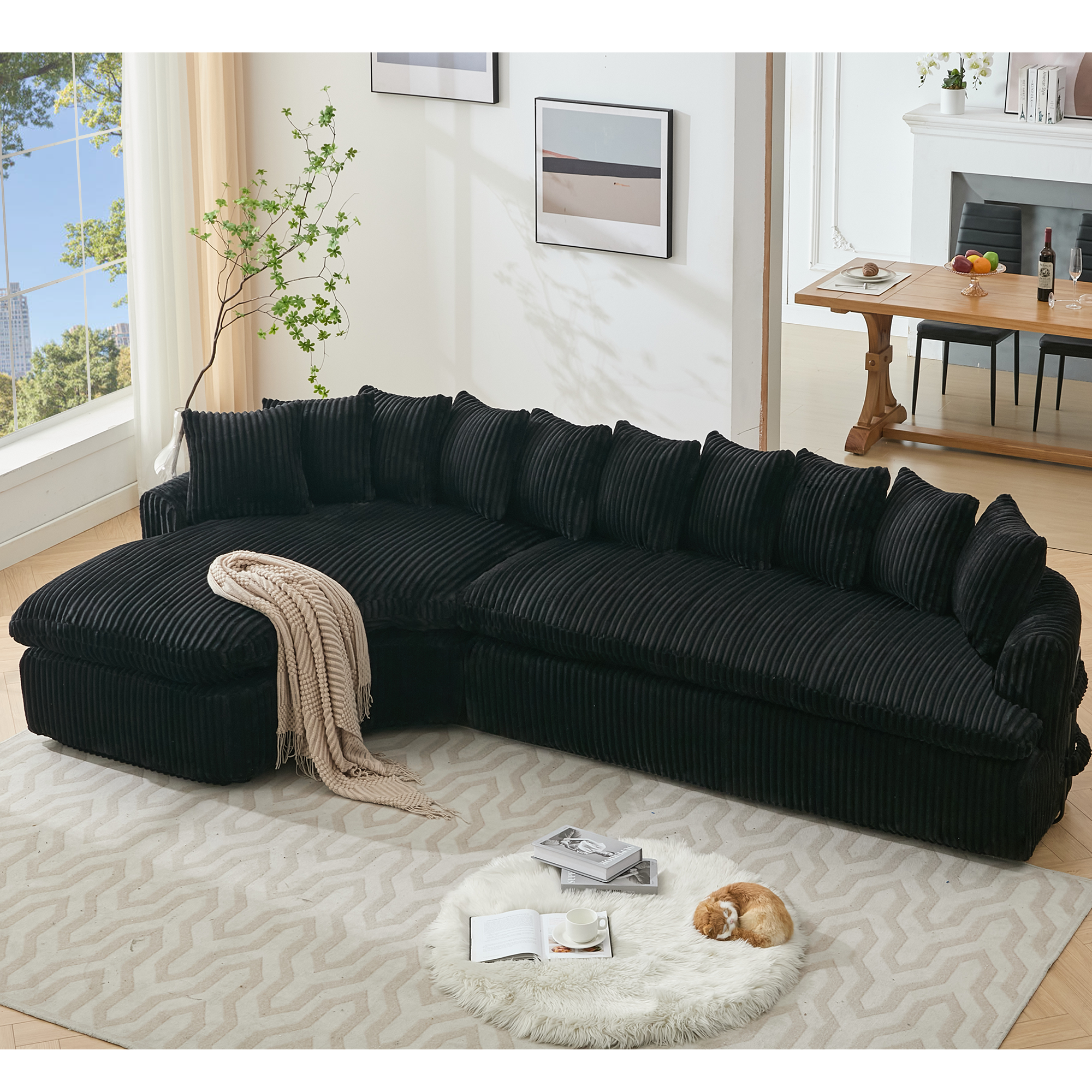 127'' L-Shaped Sectional Sofa: No Assembly