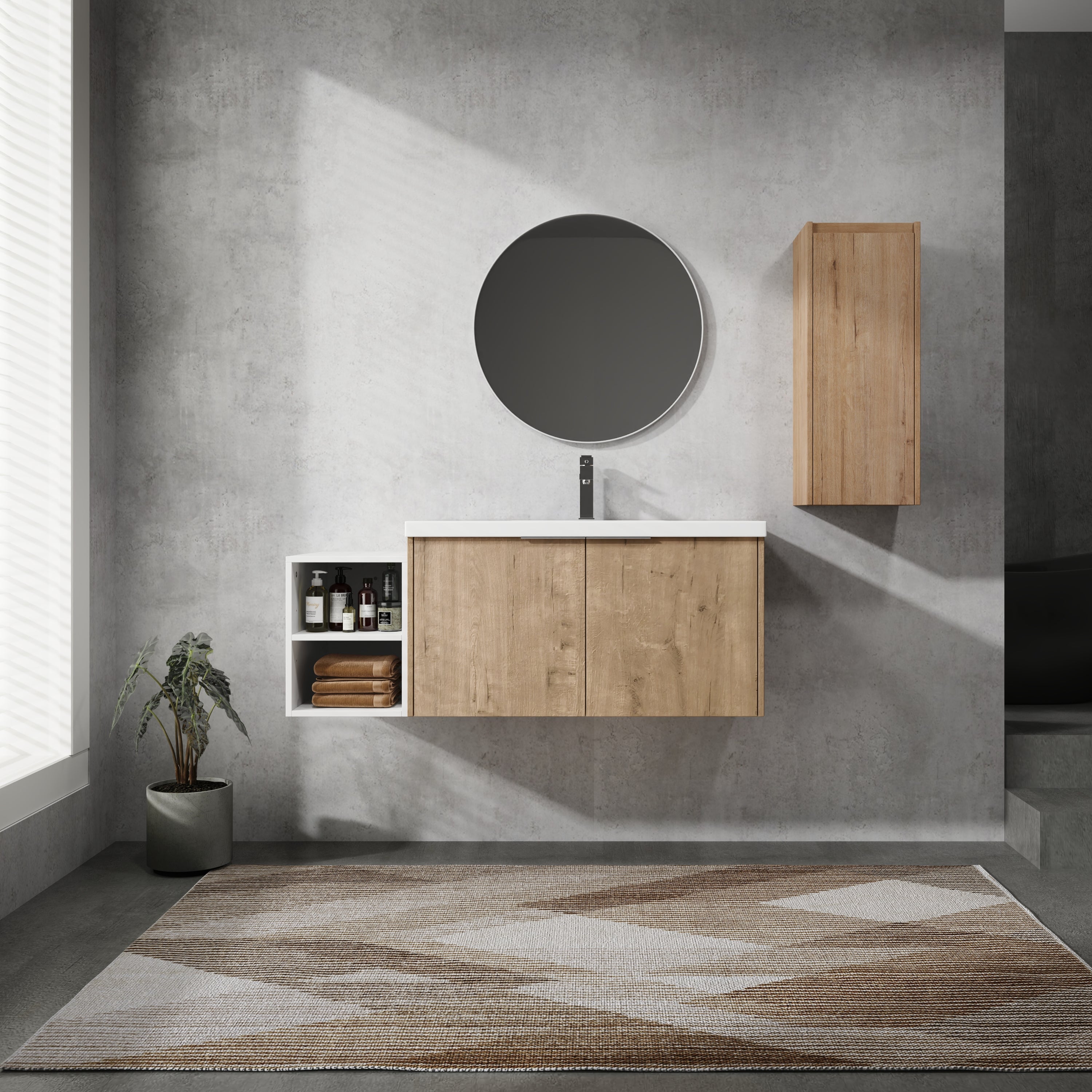 Wall-Mounted Bathroom Vanity with Sink & Cabinet