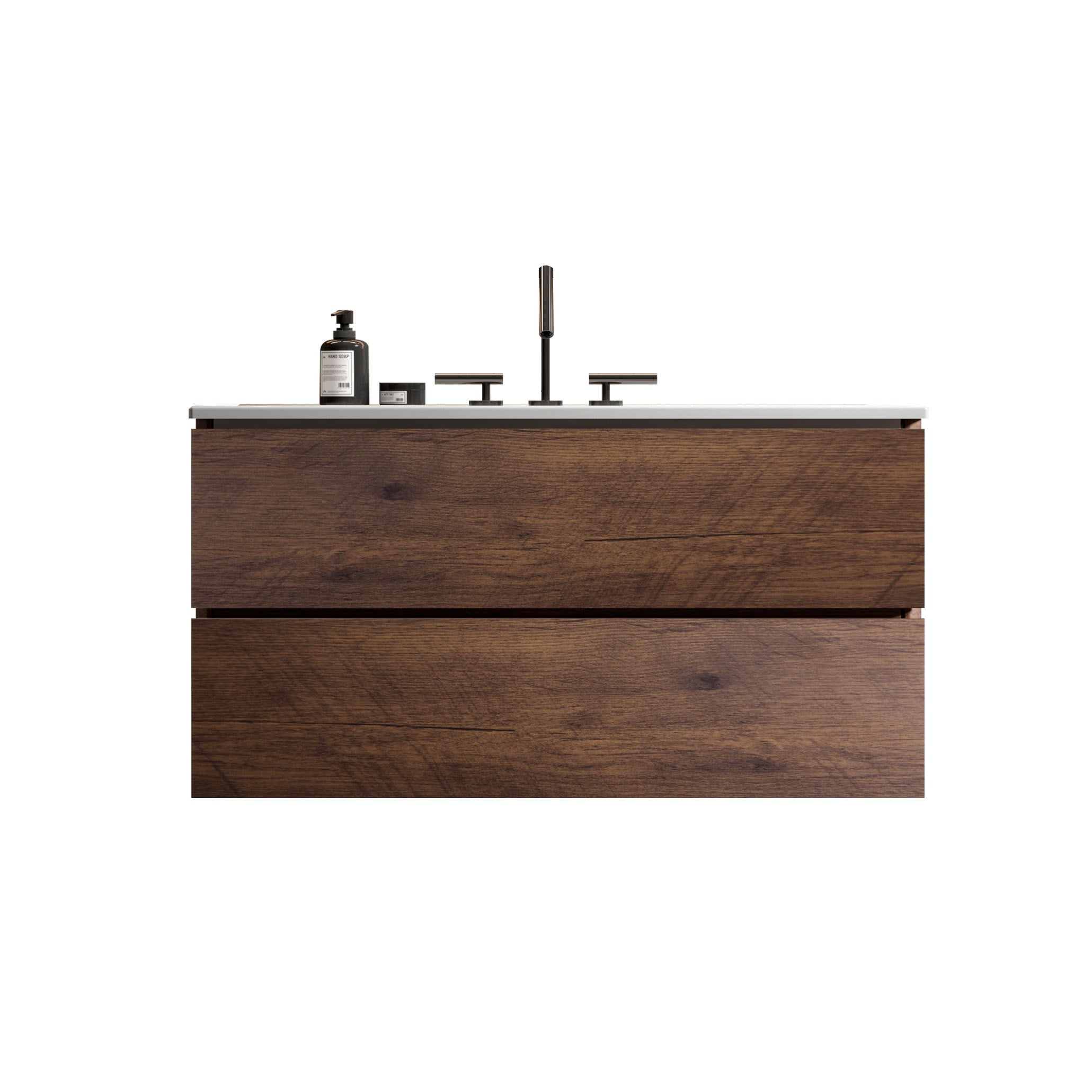 Walnut Floating Bathroom Vanity with Ceramic Sink