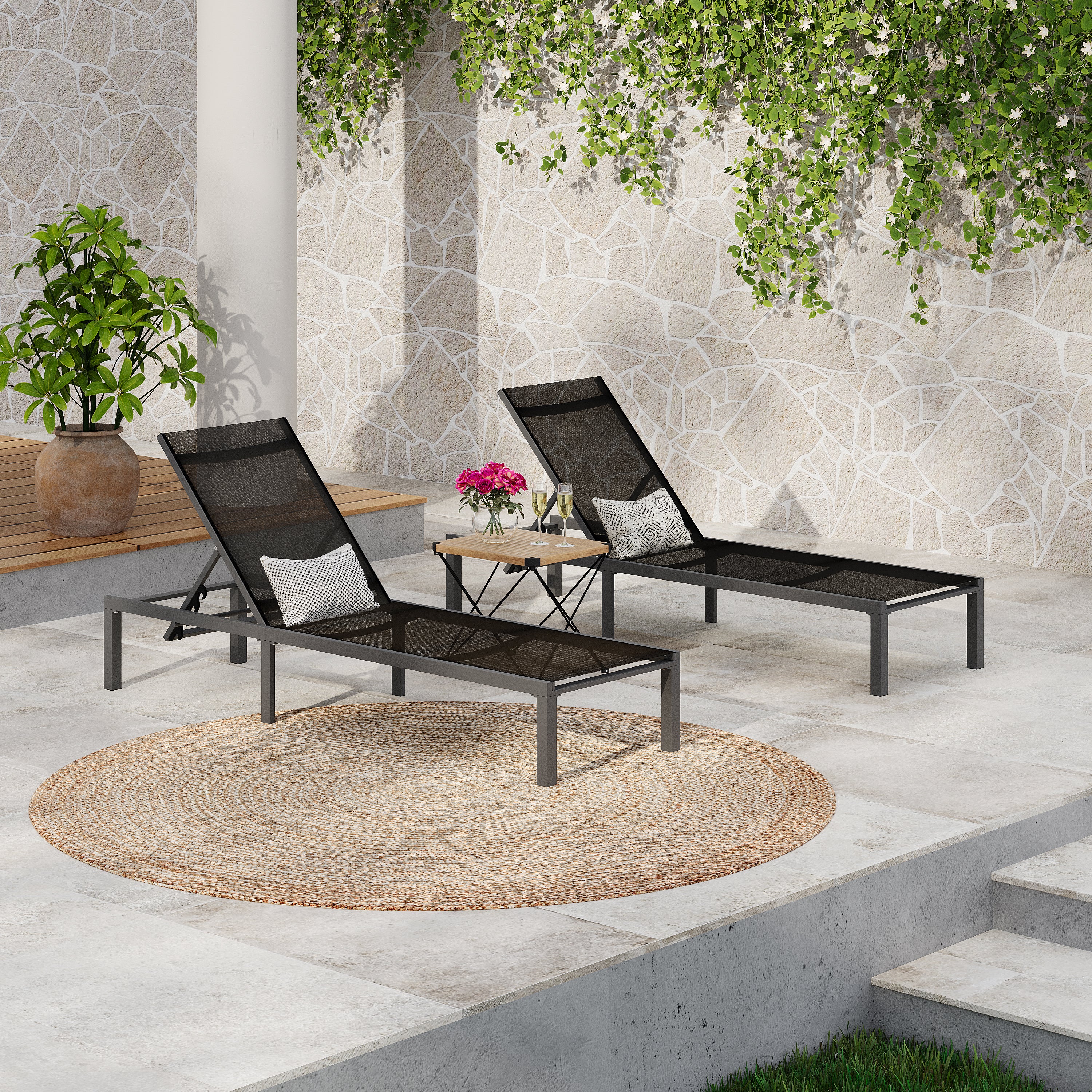 Westport Chaise Lounge Set: 2 Outdoor Loungers