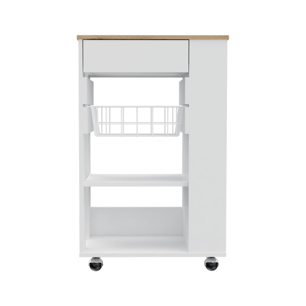 Sonex Kitchen Cart, White & Light Oak