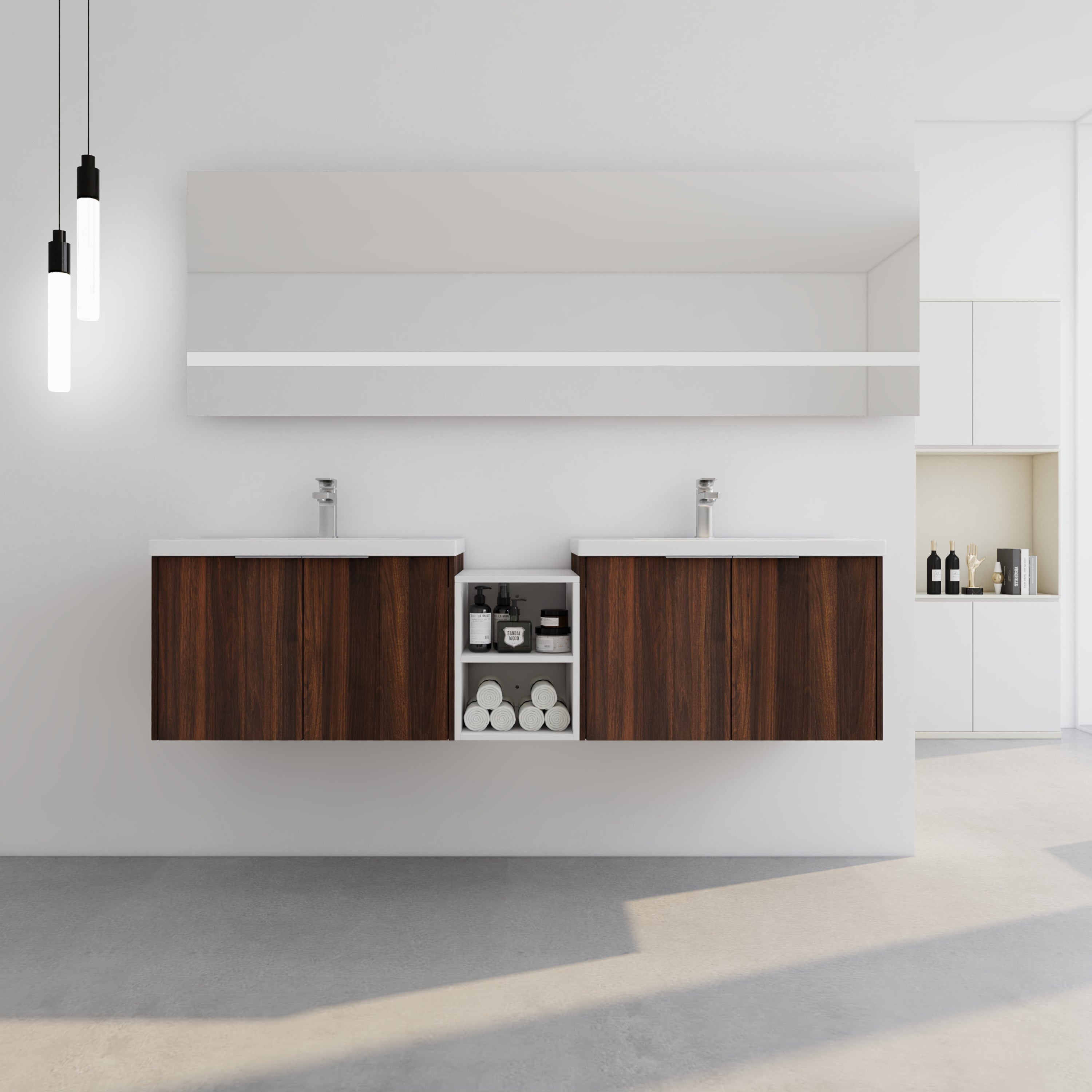 72" Soft Close Bathroom Vanity w/ Sink & Shelves