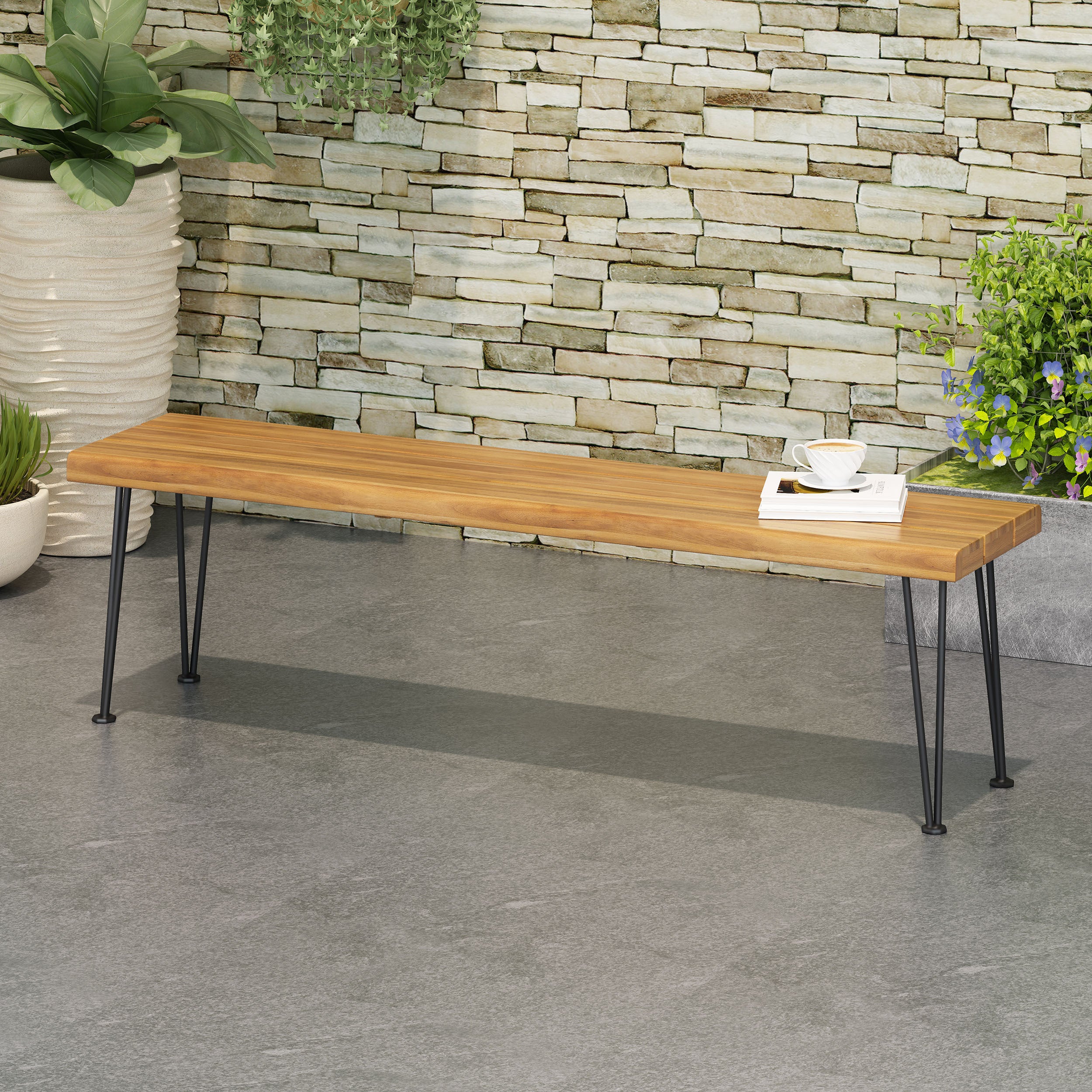 Zion Industrial Metal & Wood Bench