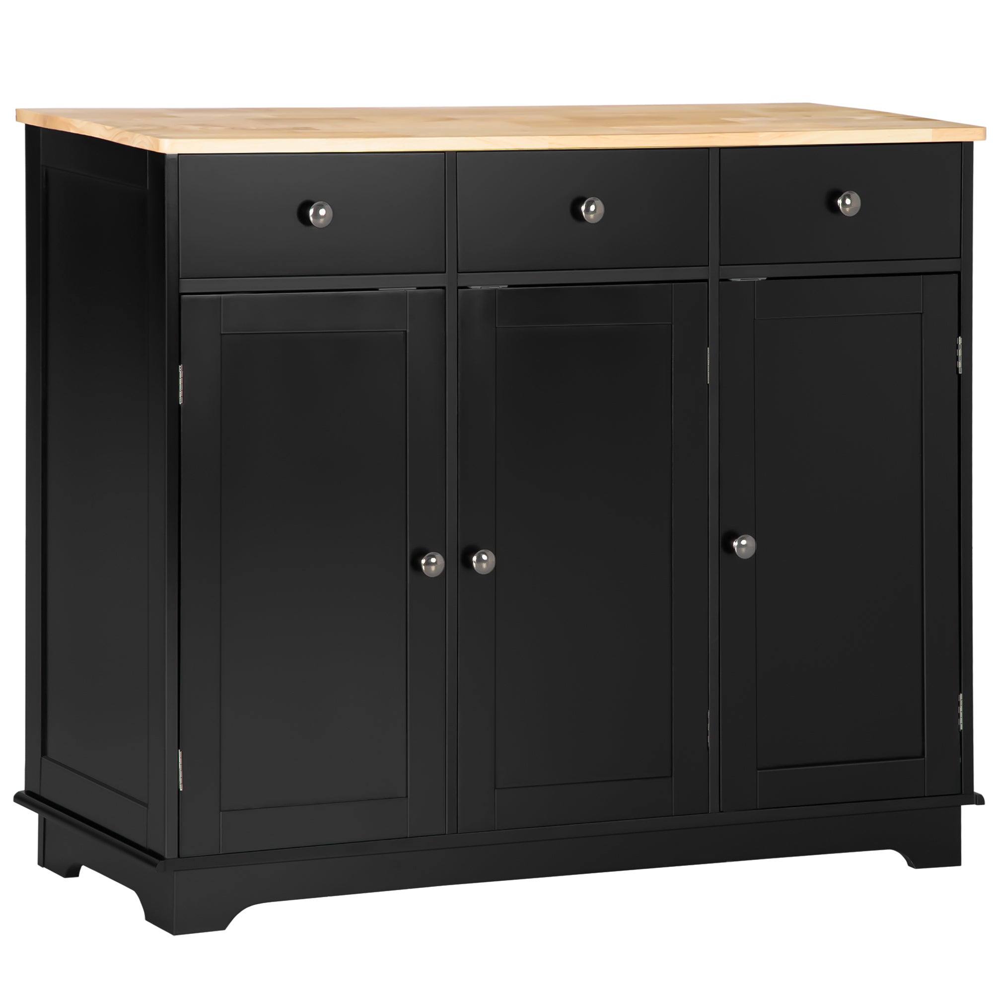 HOMCOM Sideboard with Solid Wood Top, Kitchen Storage Cabinet, Black