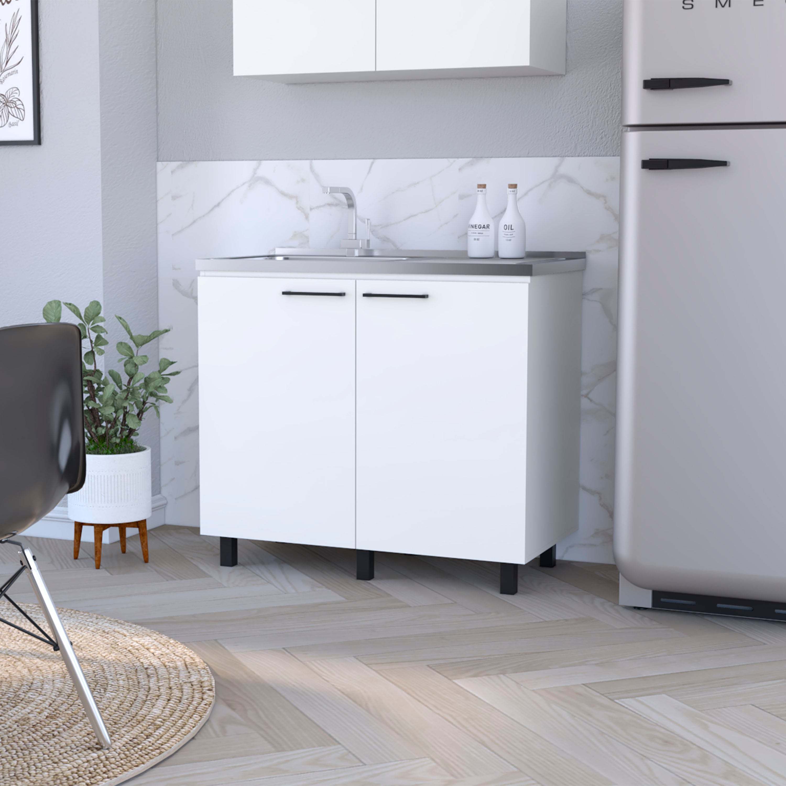 White 24" Utility Sink & Cabinet Combo