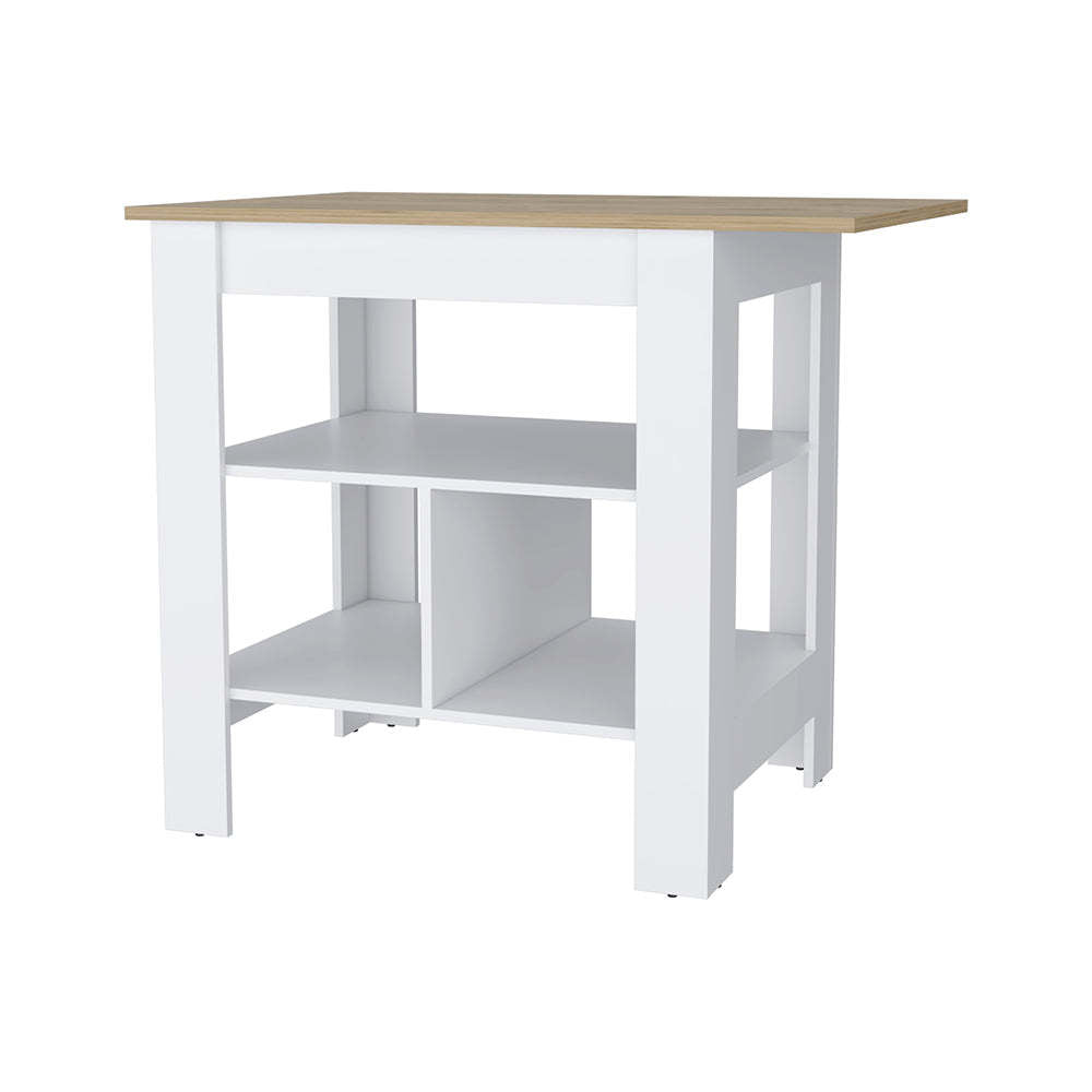 Adeline Kitchen Island: White & Macadamia