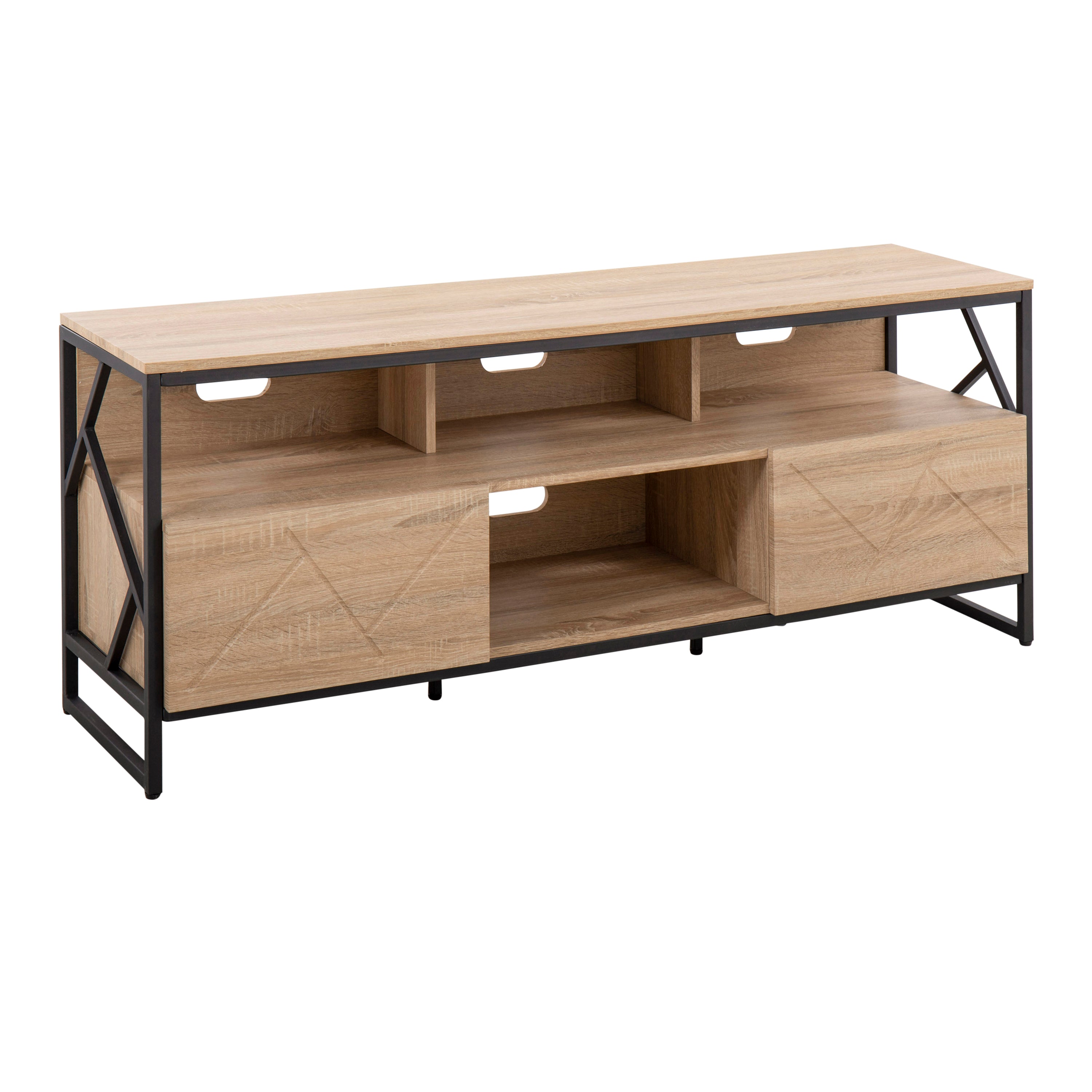 Folia TV Stand: Natural Wood & Black Steel | LumiSource