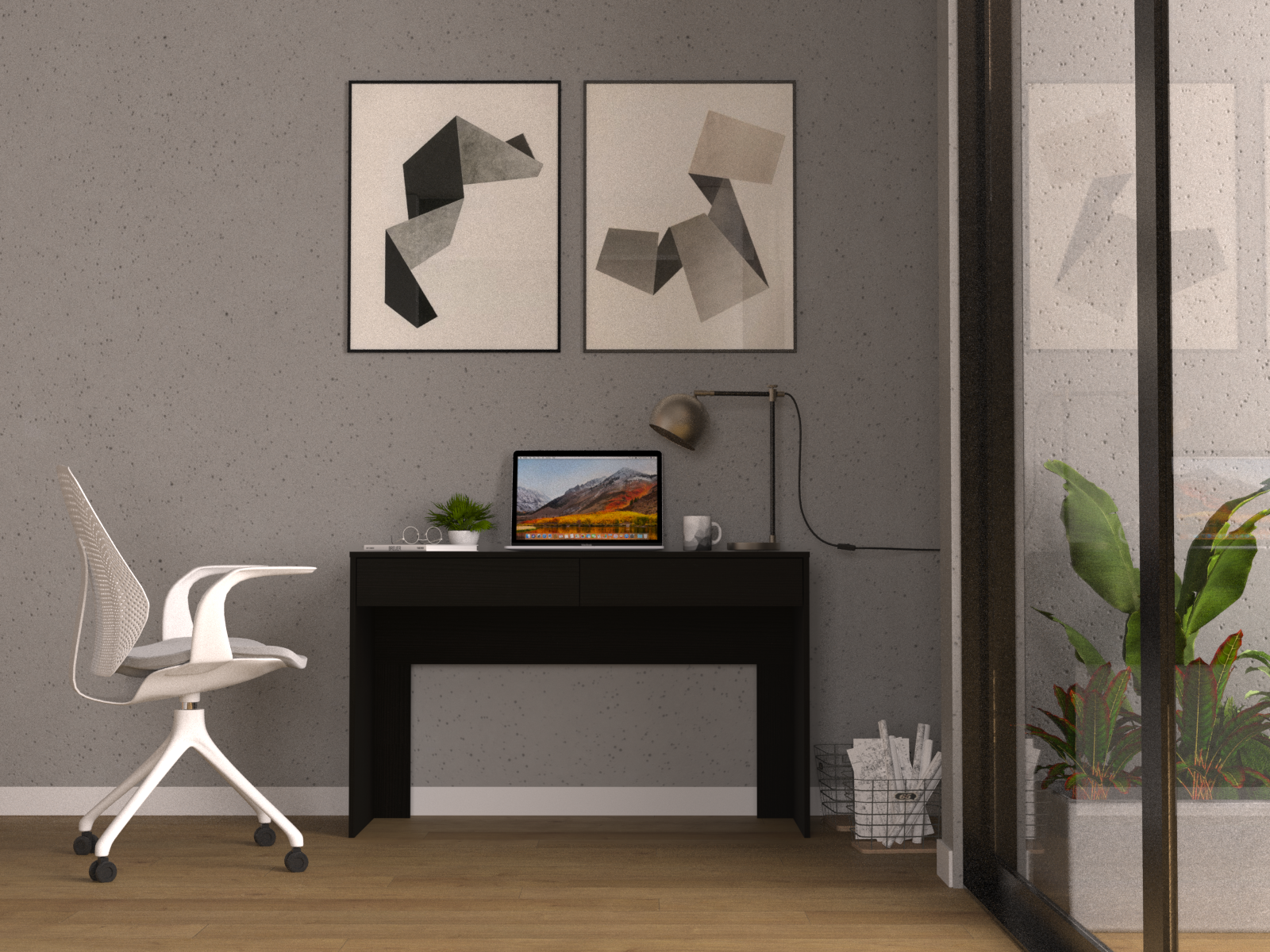 Black Computer Desk with Drawers | Writing Desk