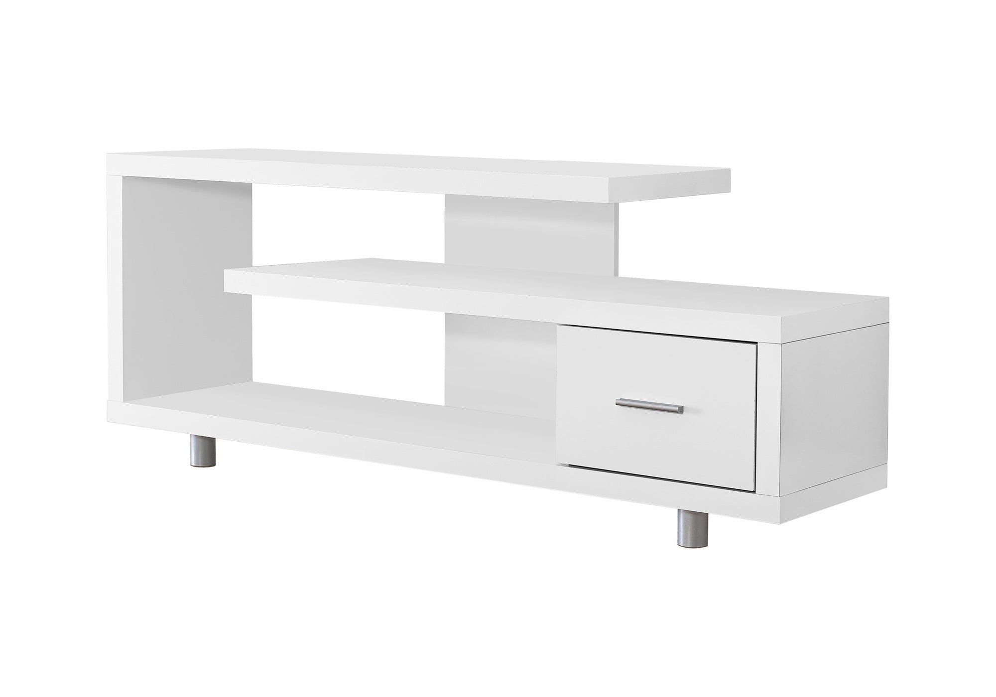 60" White TV Stand, Modern Media Console Cabinet