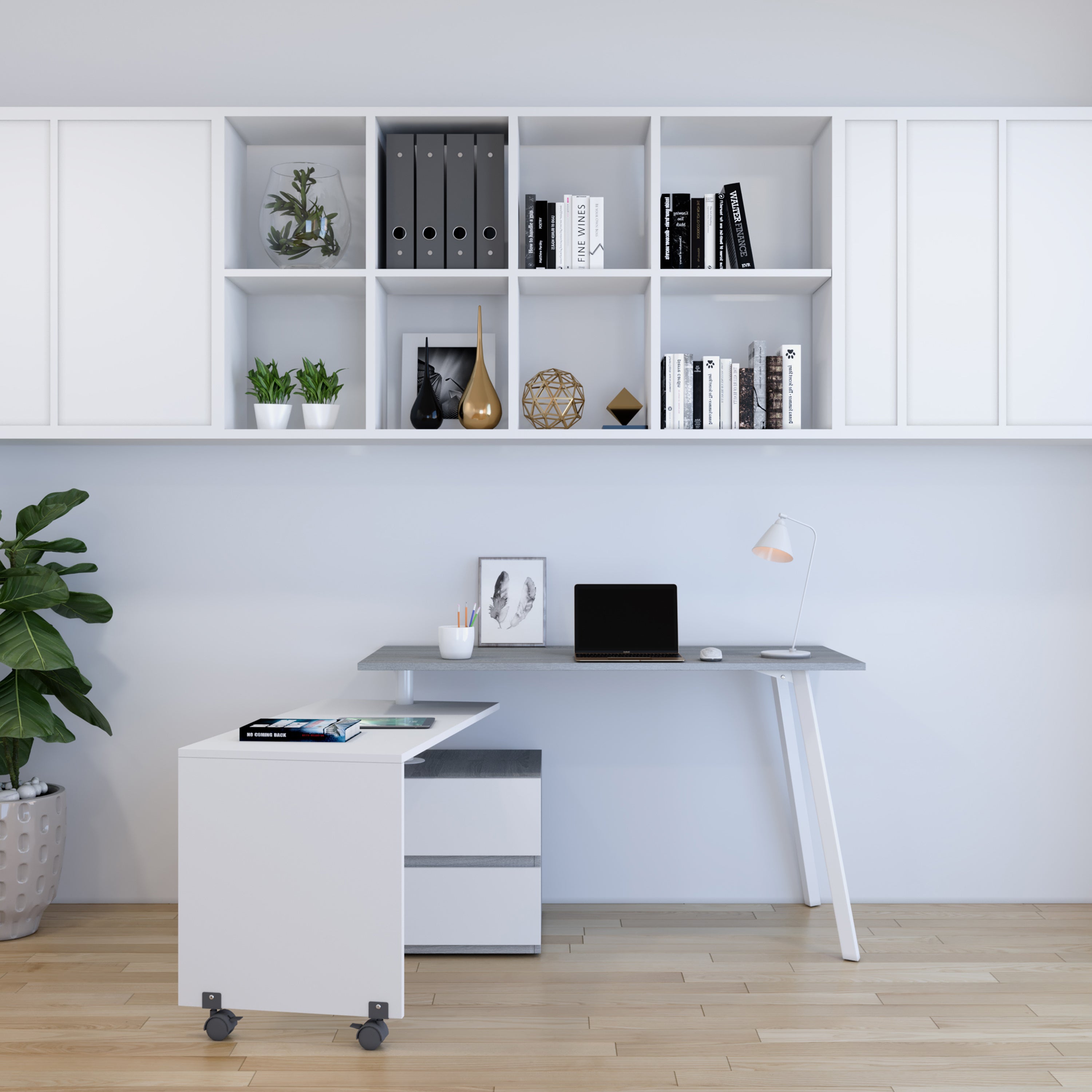 Modern Grey Rotating Multi-Positional Desk
