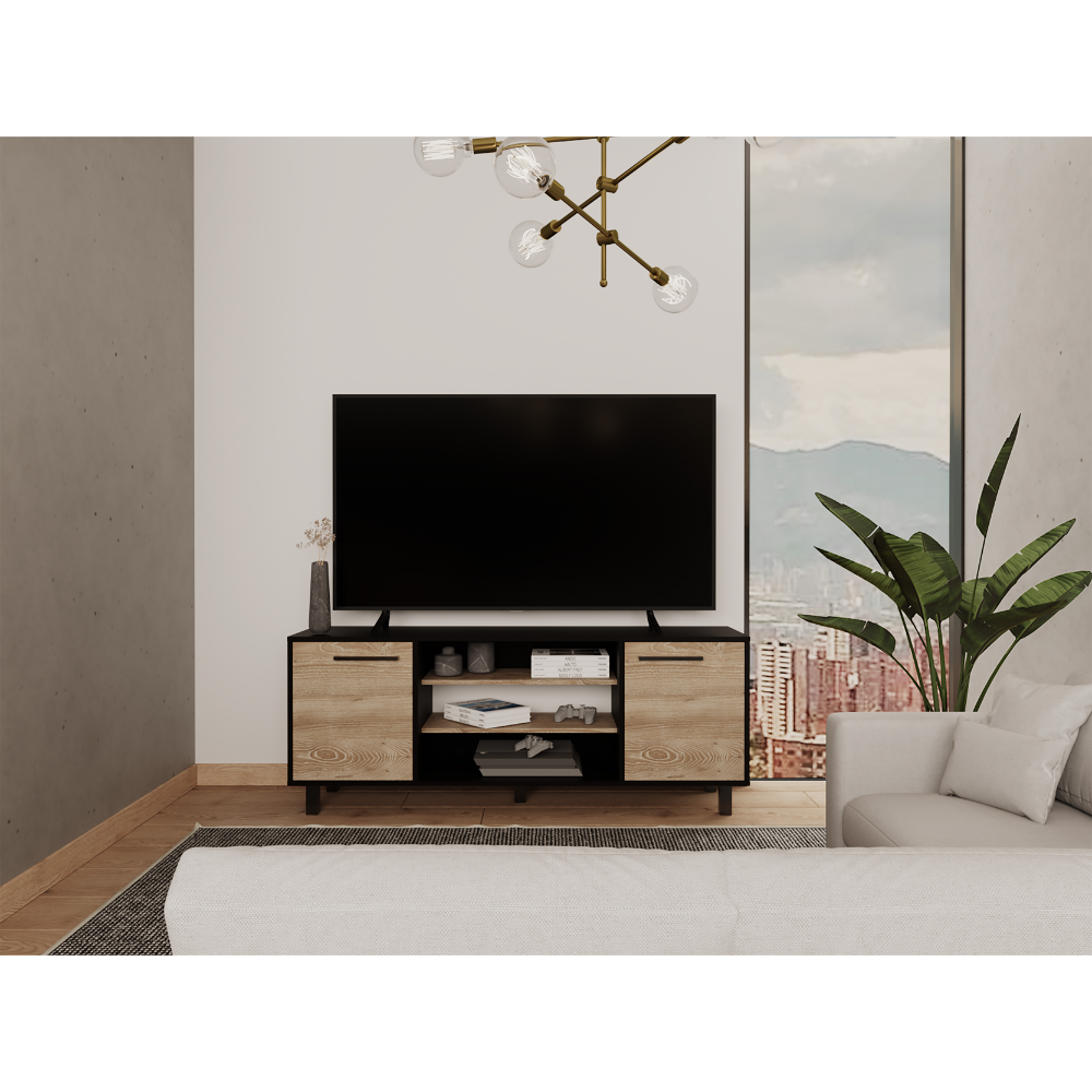 TV Stand for 60" TVs, Cabinets & Shelves, Espresso/Pine