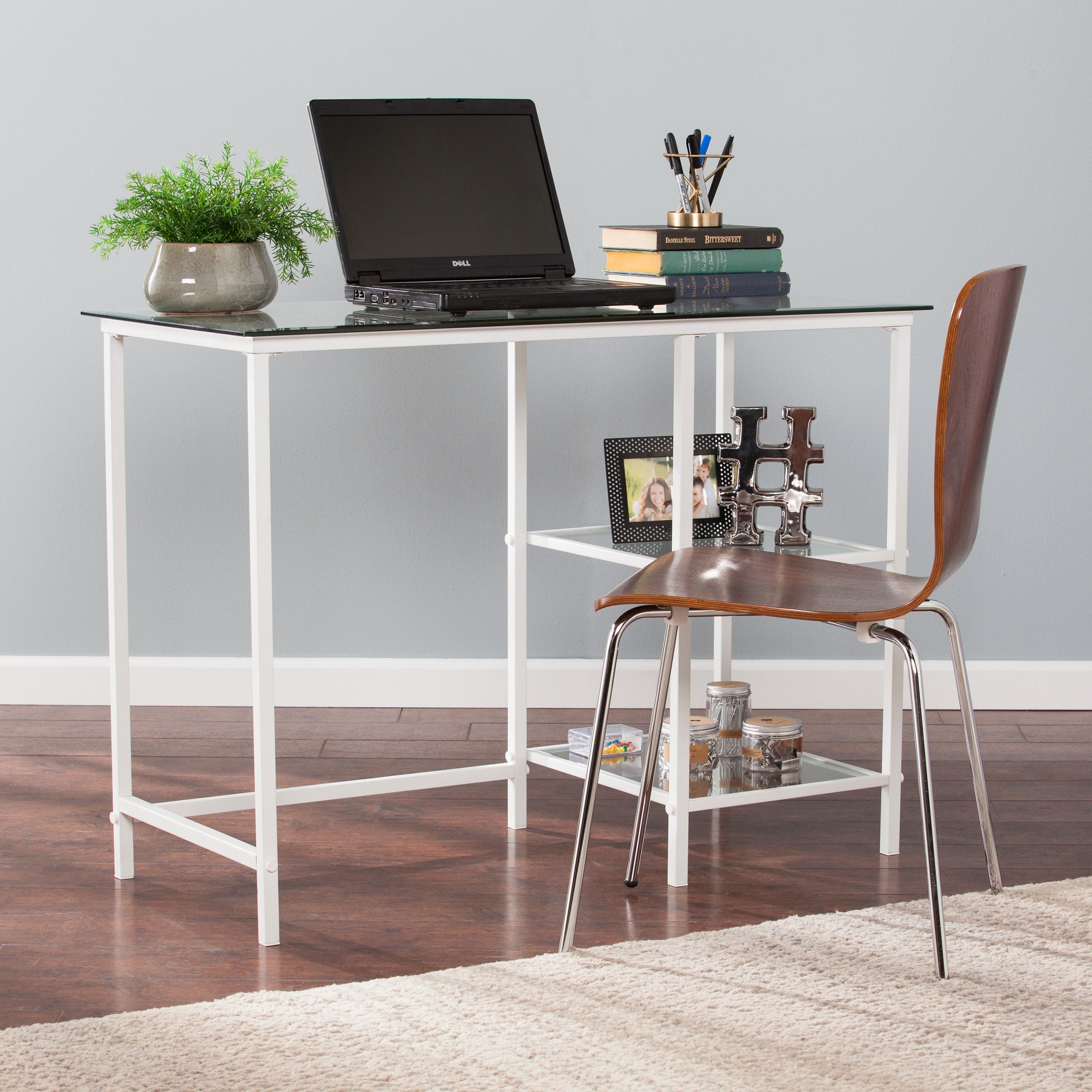 Layton White Metal/Glass Student Desk