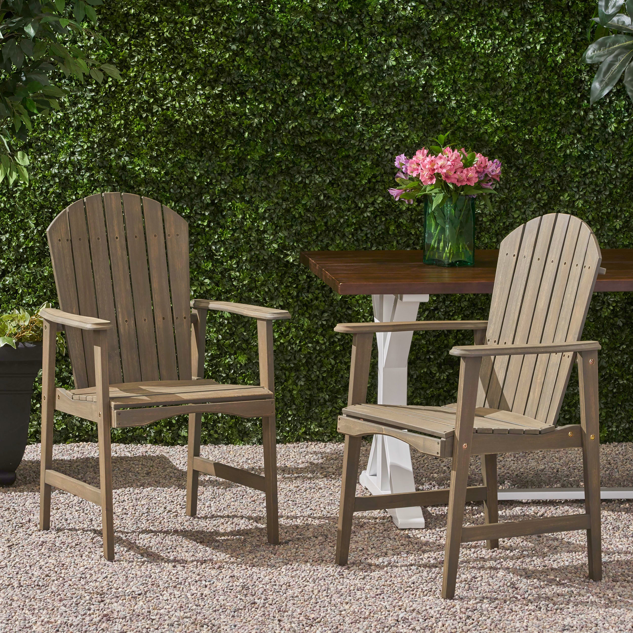 Acacia Wood Adirondack Chairs (Set of 2), Grey