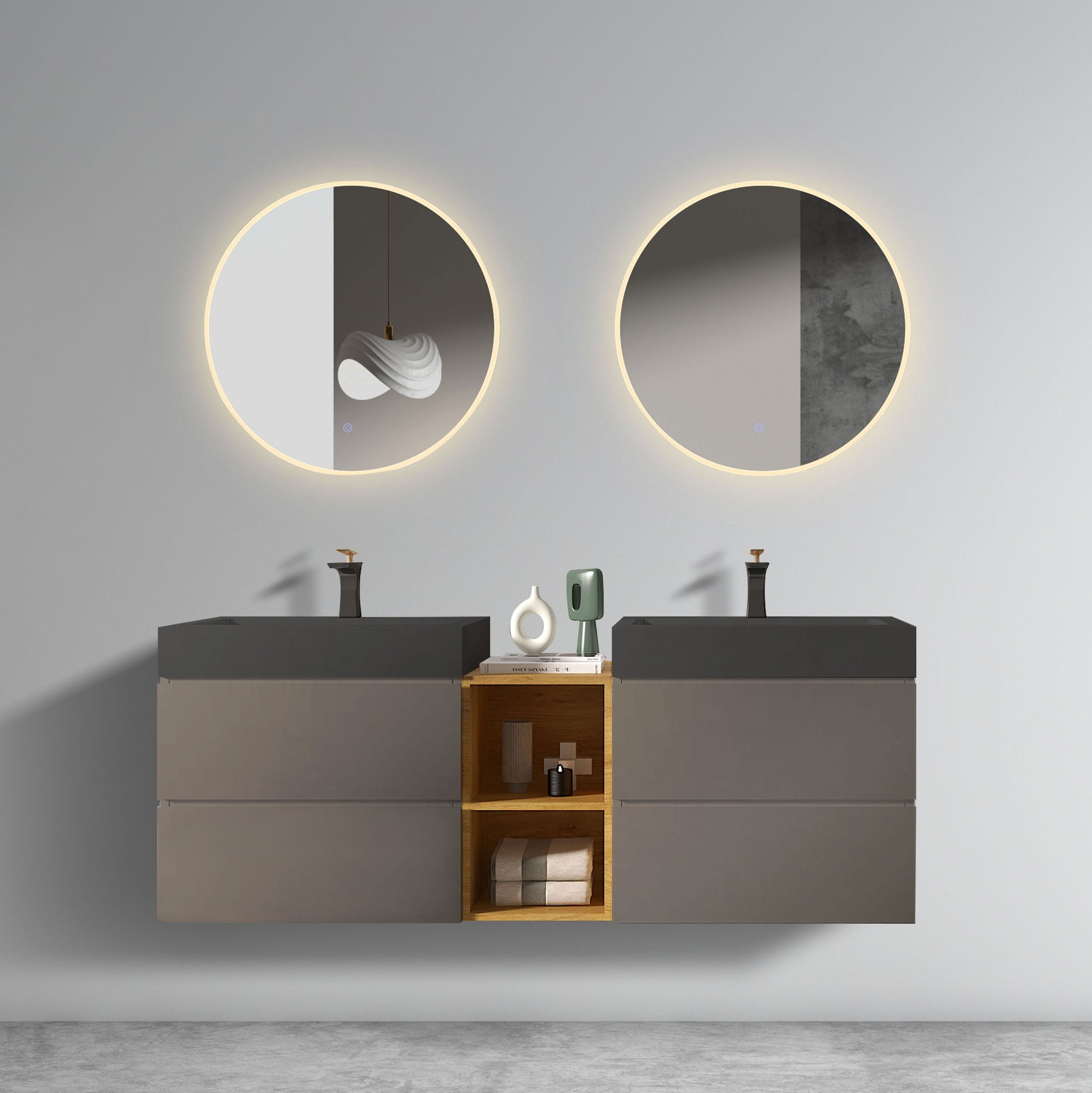 Alice 60" Grey Floating Bathroom Vanity