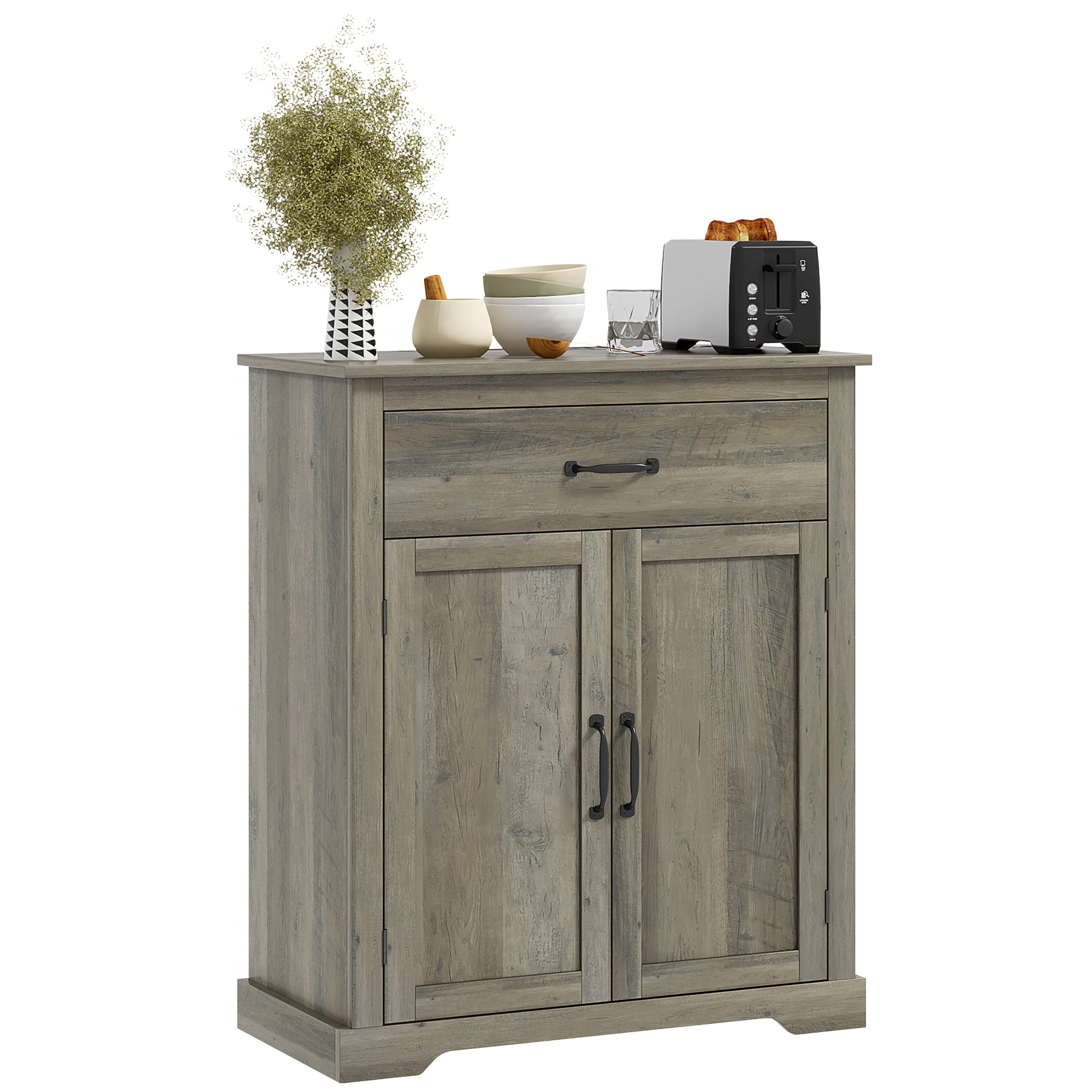 Sideboard Buffet Cabinet, Farmhouse Storage Cabinet, Gray