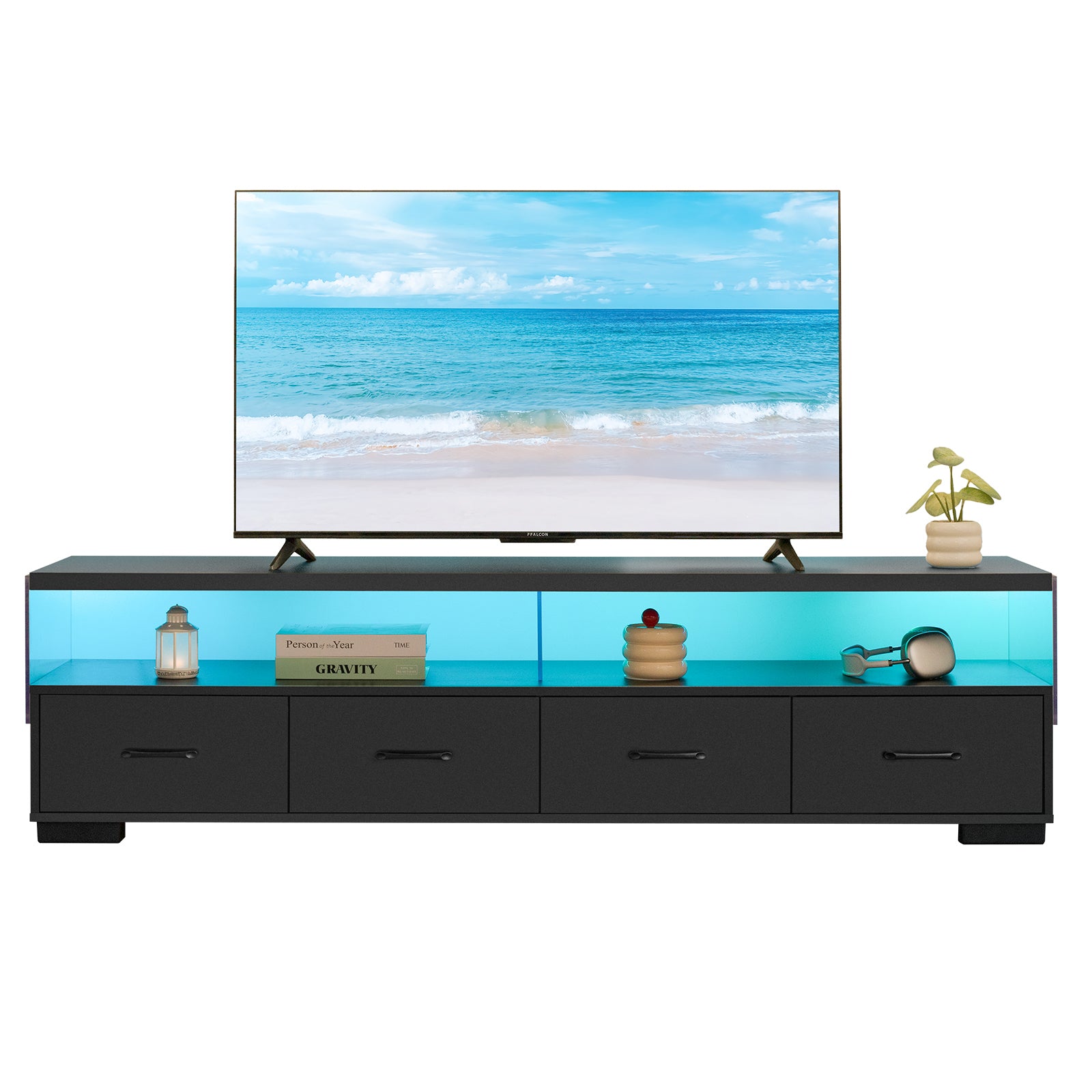 4-Drawer TV Stand for 80" TVs - Black
