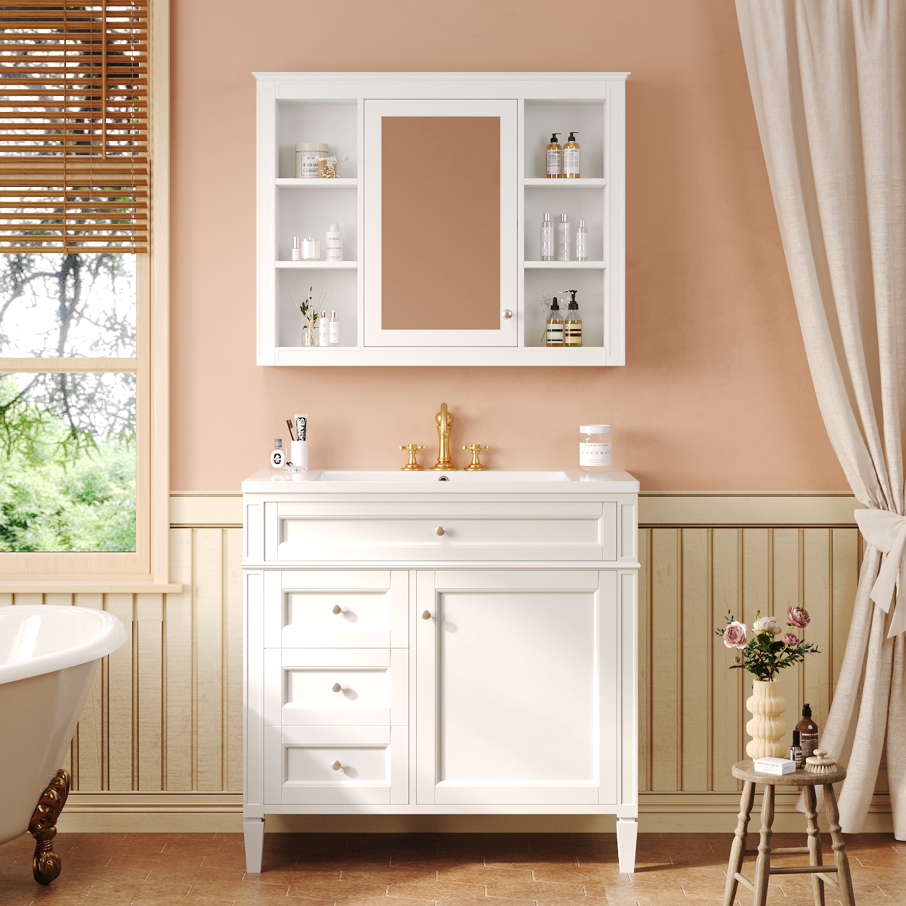 36" Modern Bathroom Vanity with Medicine Cabinet