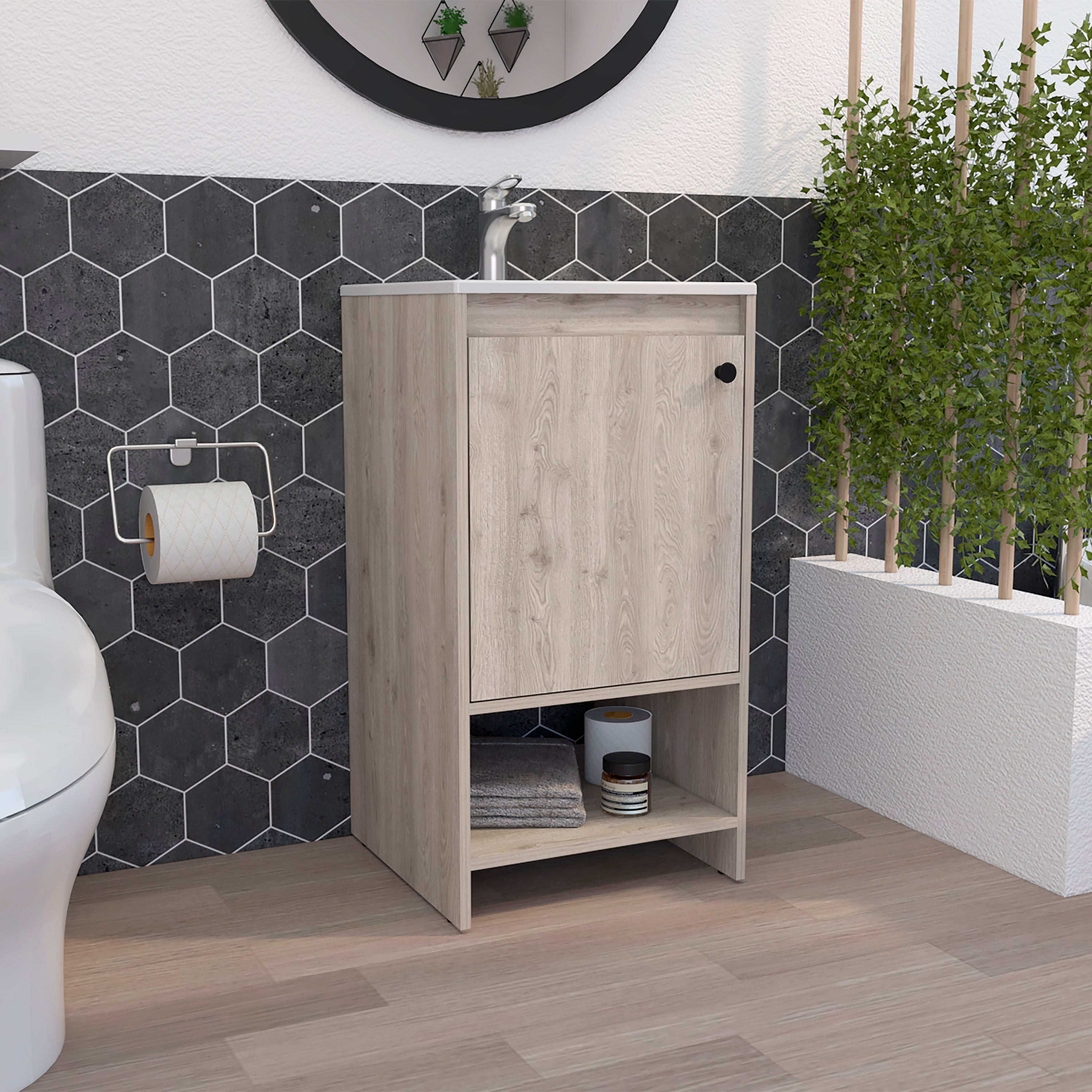 Westbury Gray Vanity Cabinet: 1-Shelf Freestanding