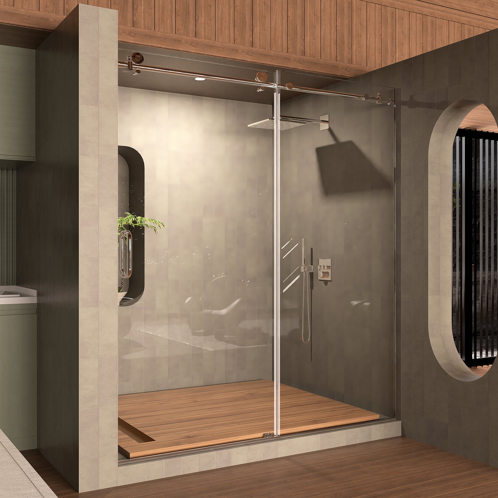 Frameless Shower Door 58-60"W x 76"H Chrome